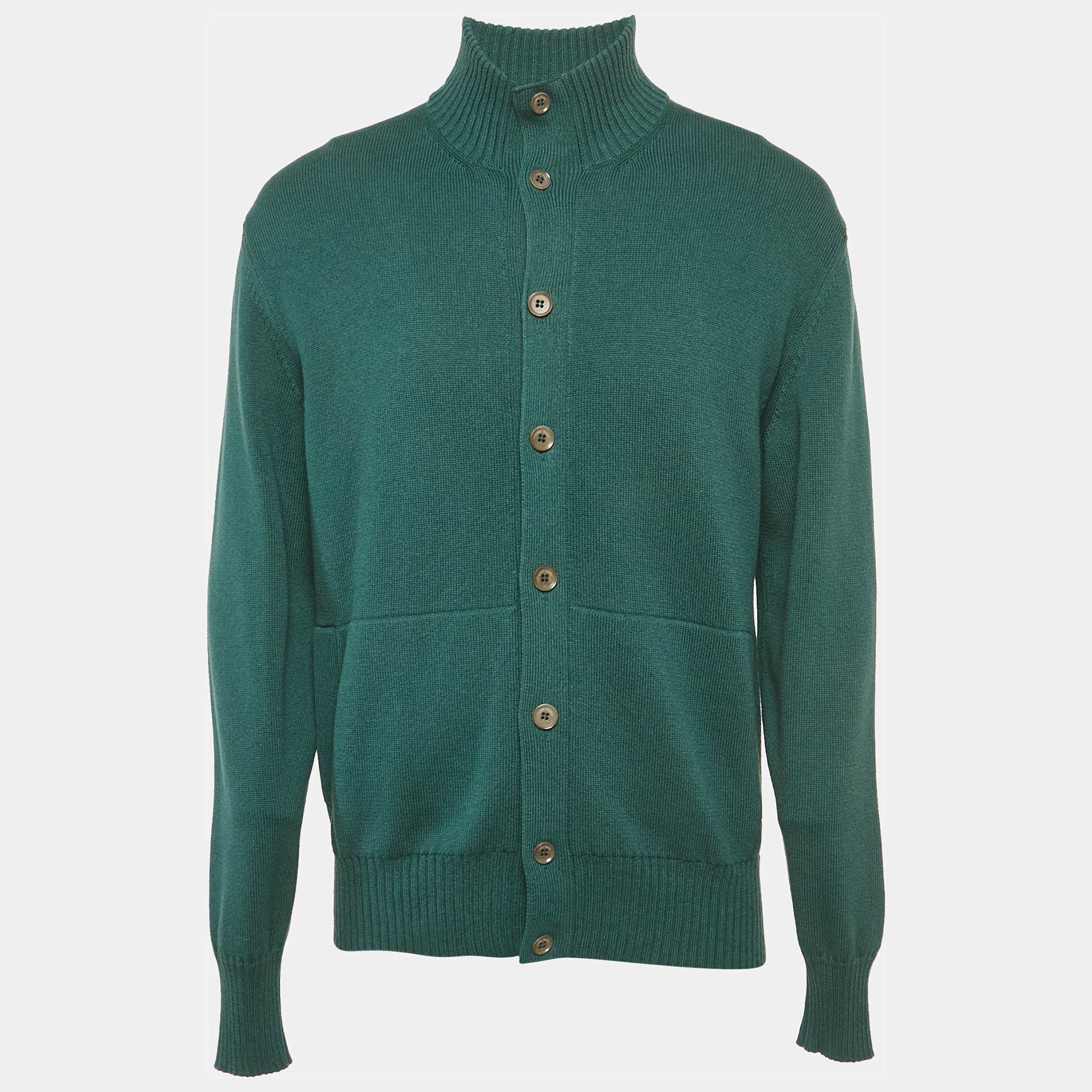 

Loro Piana Teal Green Cotton Knit Cardigan XL