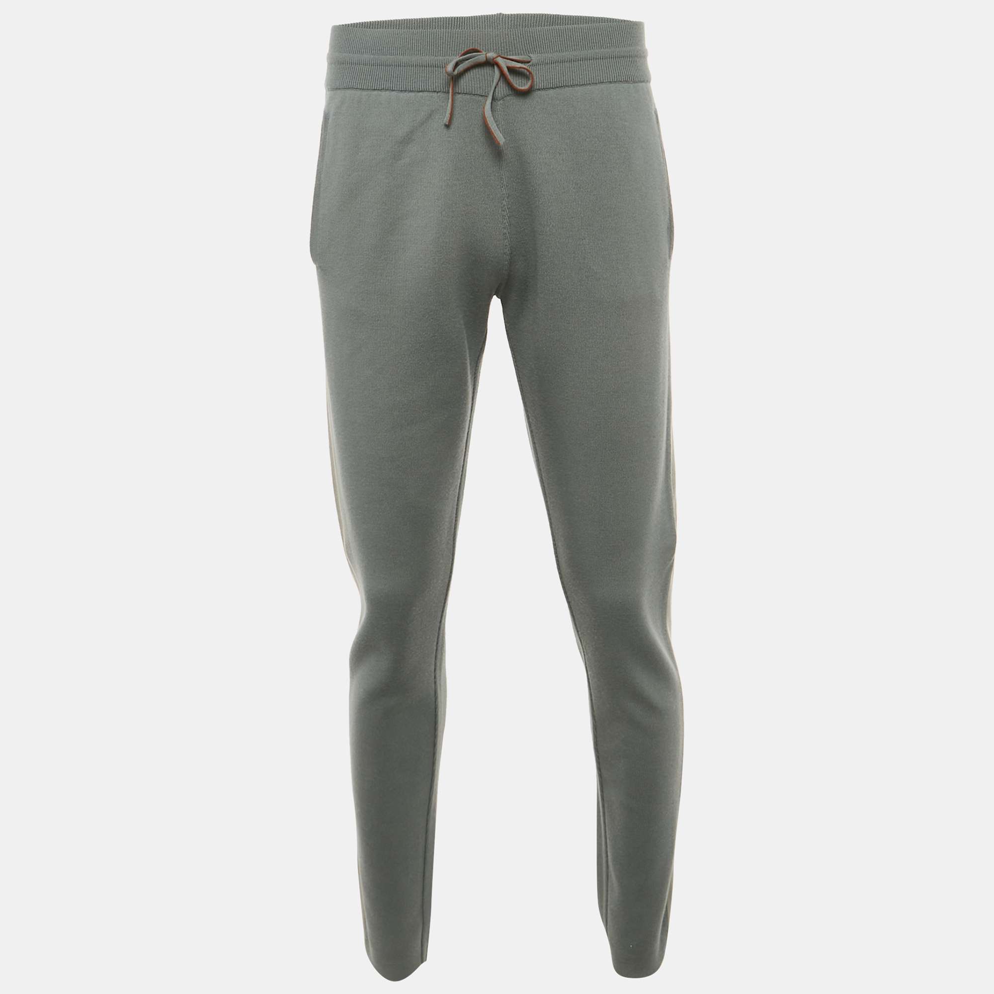 

Loro Piana Grey Wool Knit Drawstring Trousers M