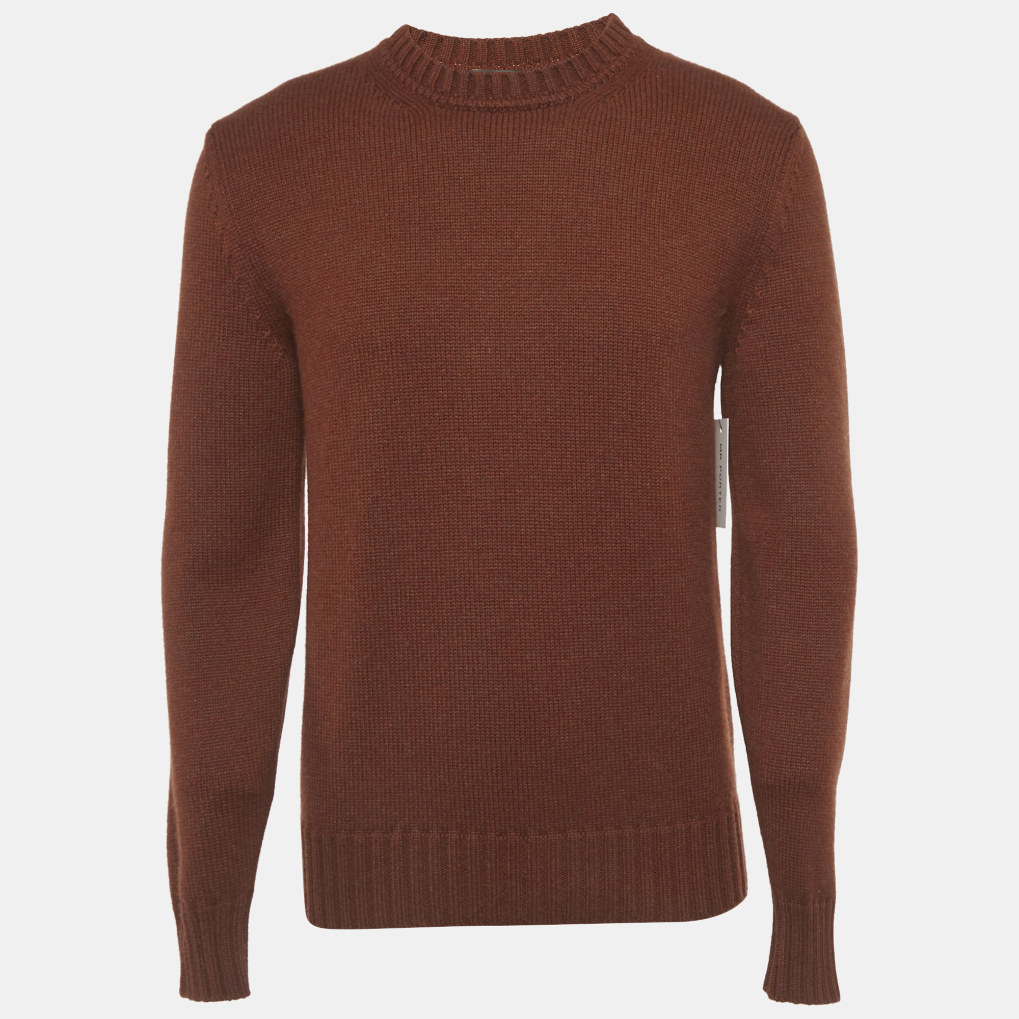 Loro Piana Brown Cashmere Knit Crewneck Sweater L