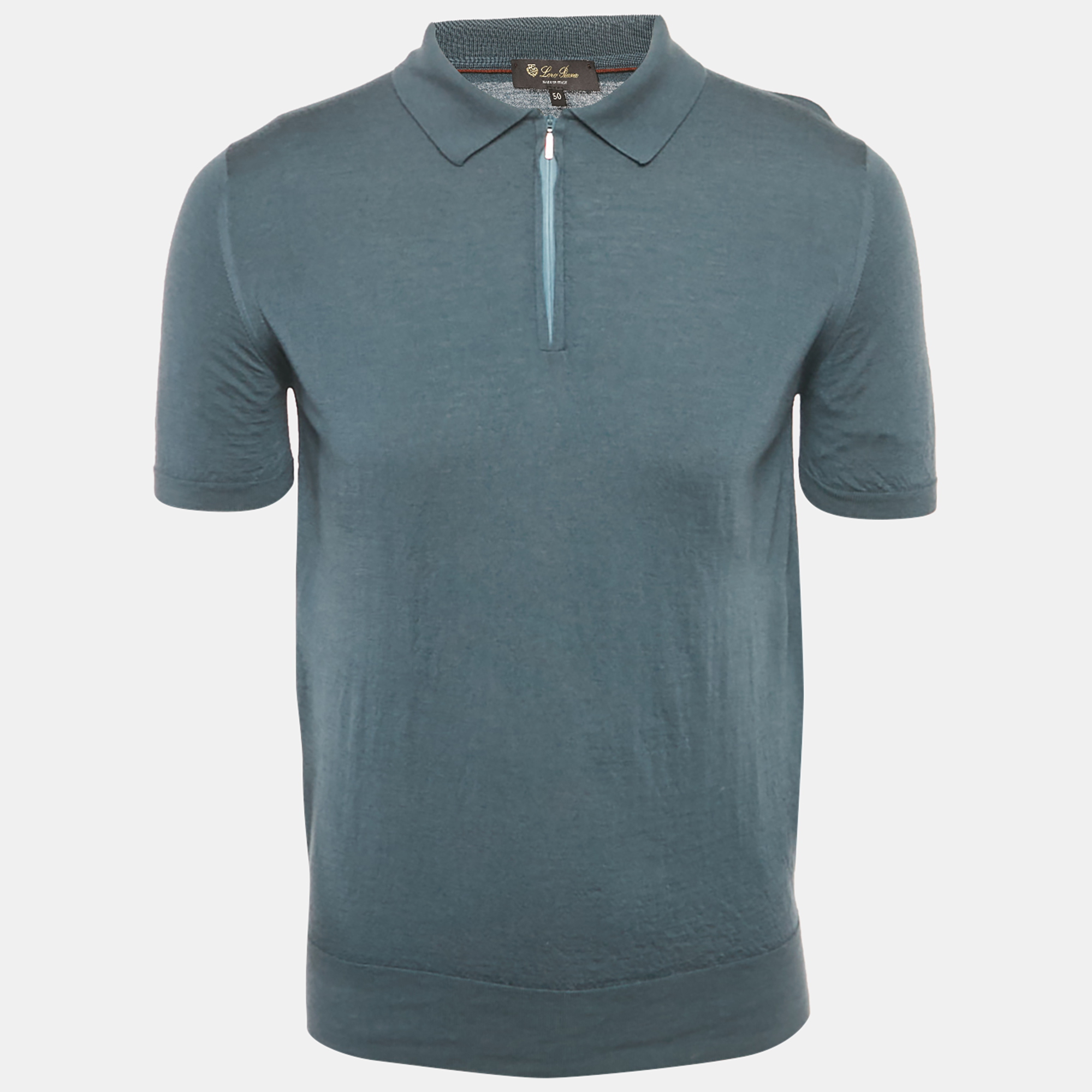 

Loro Piana Smokey Green Wool Zip Up Polo T-Shirt L