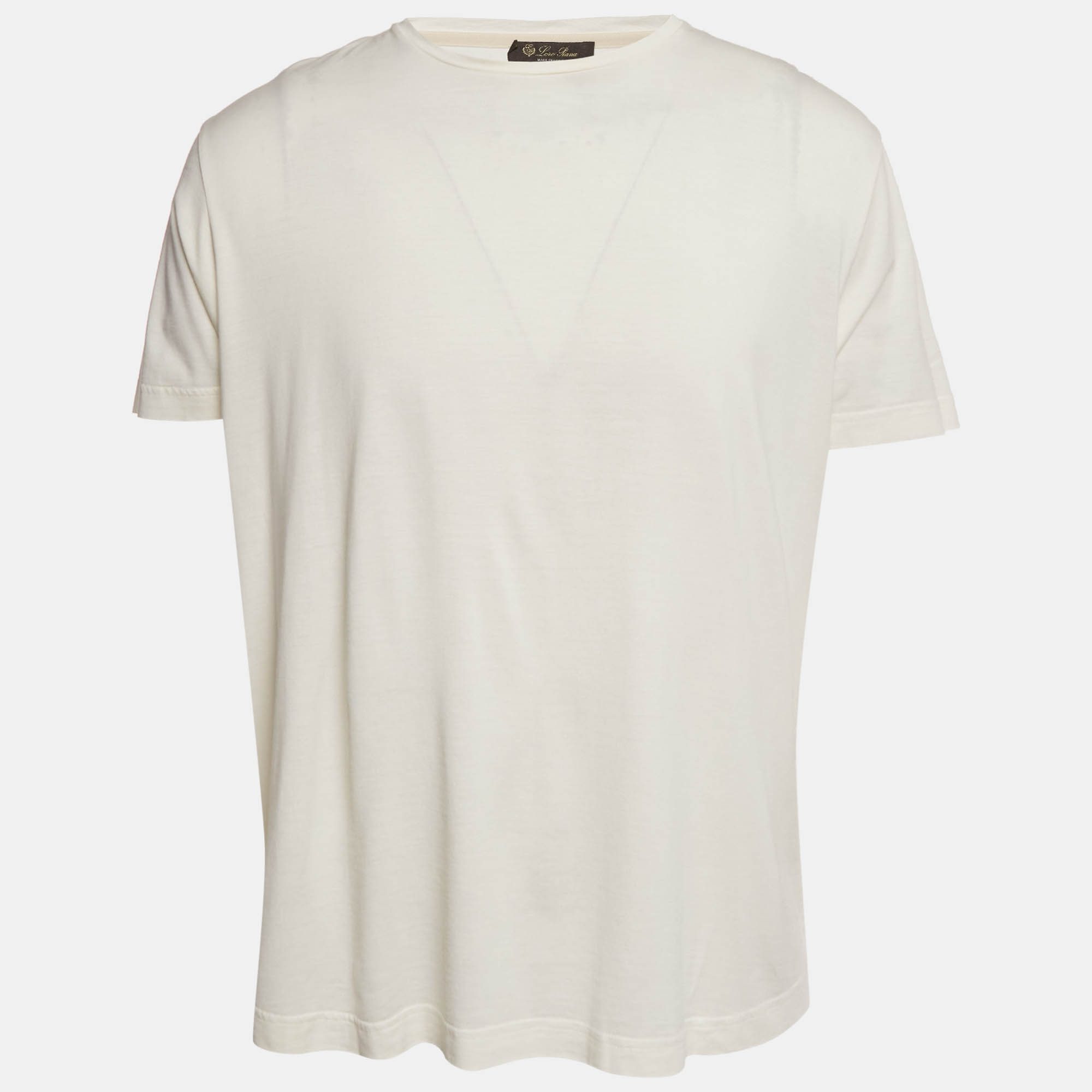 

Loro Piana Off - White Silk & Cotton Knit T-Shirt XXL