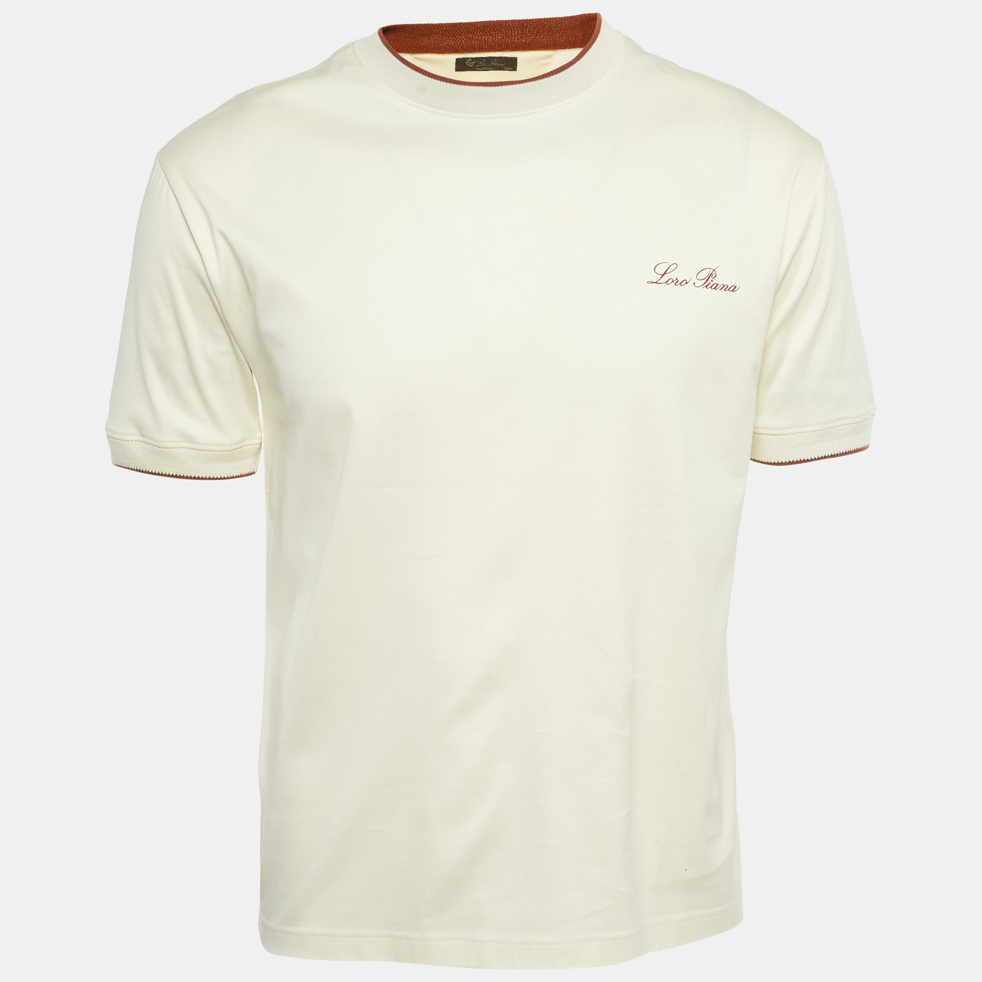 

Loro Piana Beige Logo Applique Cotton Crew Neck T-Shirt XXS
