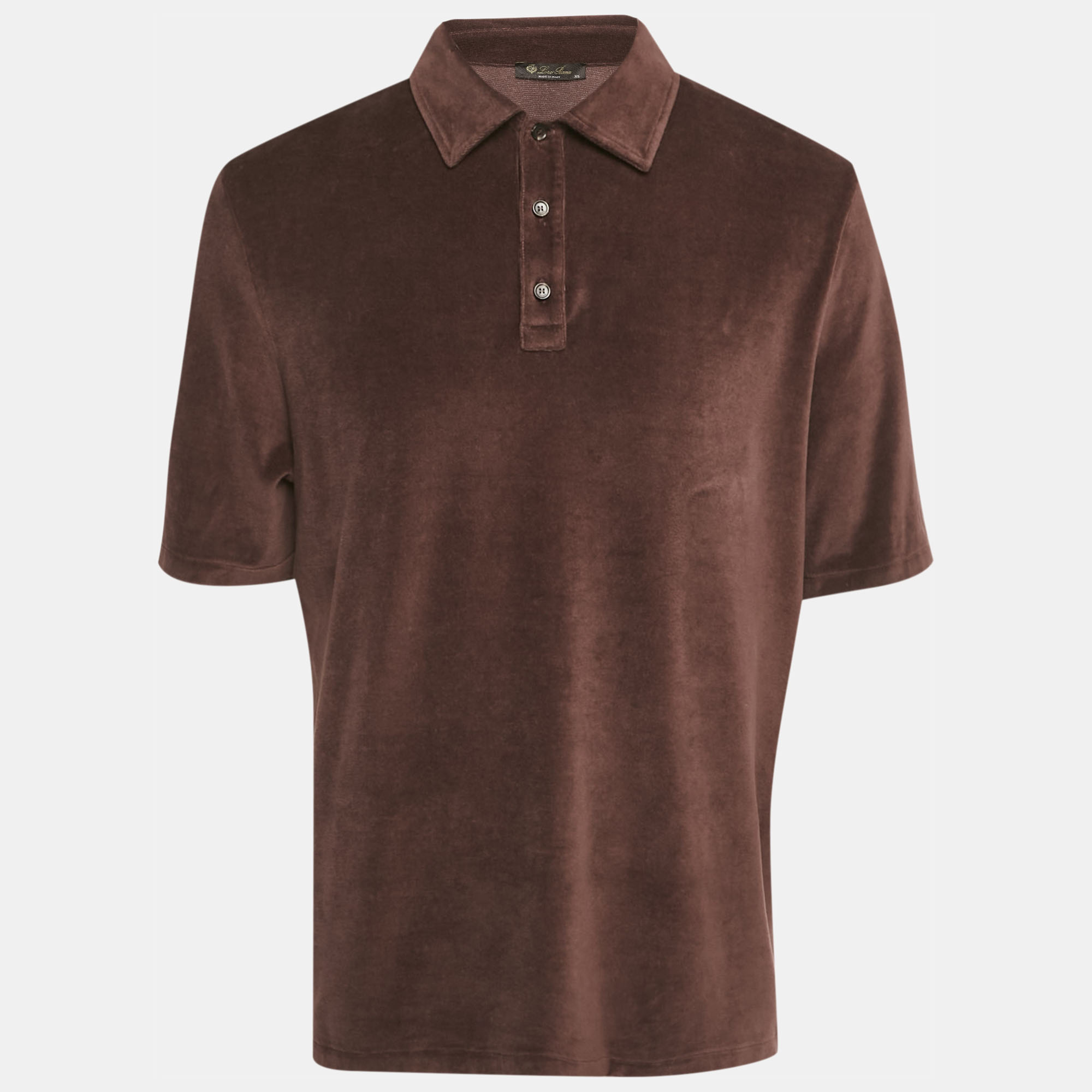 

Loro Piana Brown Velvet Short Sleeve Polo T-Shirt XL