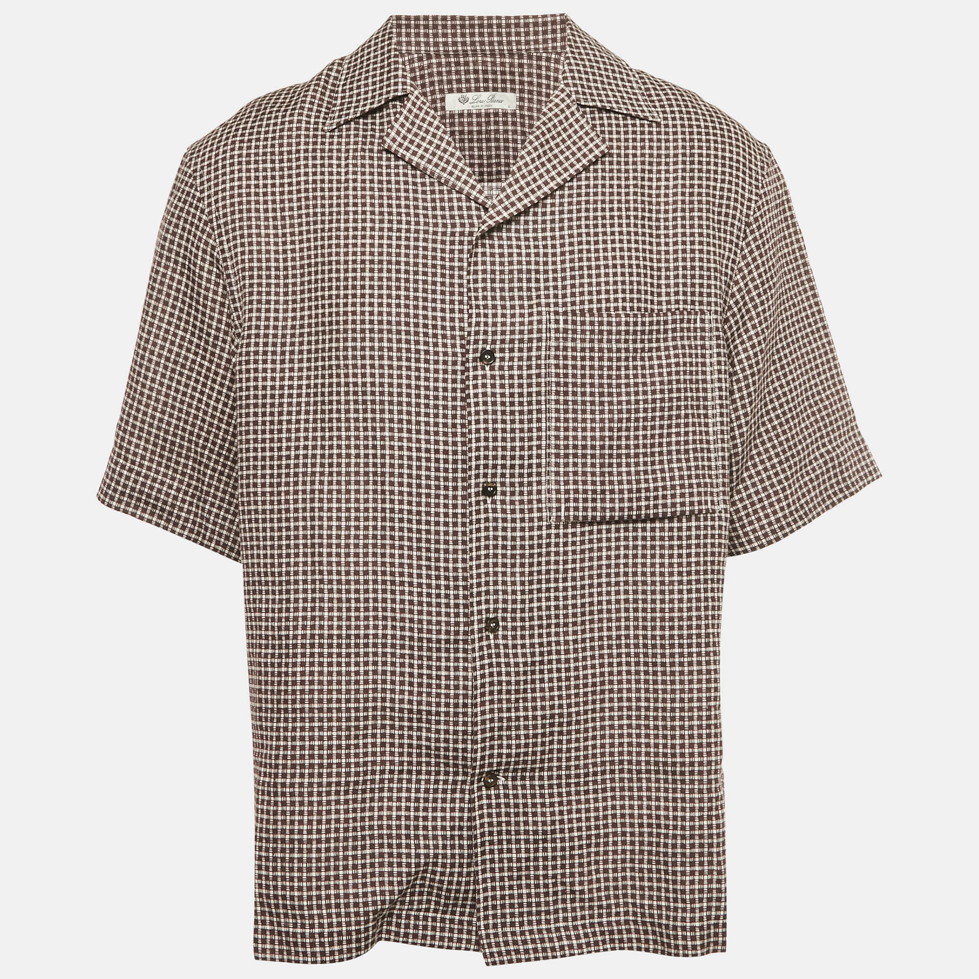 

Loro Piana White / Burgundy Checkered Linen Federico Shirt L