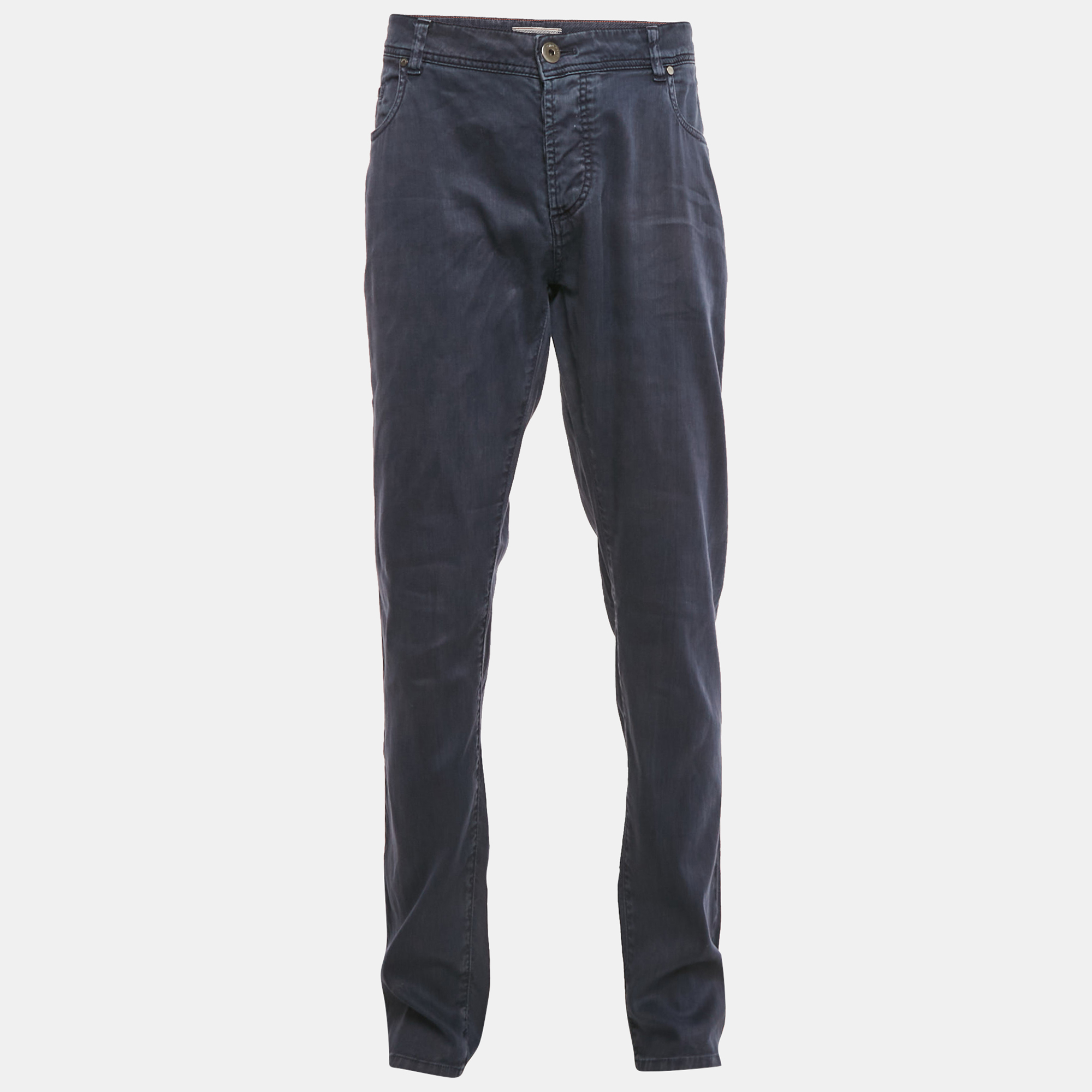 

Loro Piana Blue Linen Blend Relaxed Fit Trousers 3XL