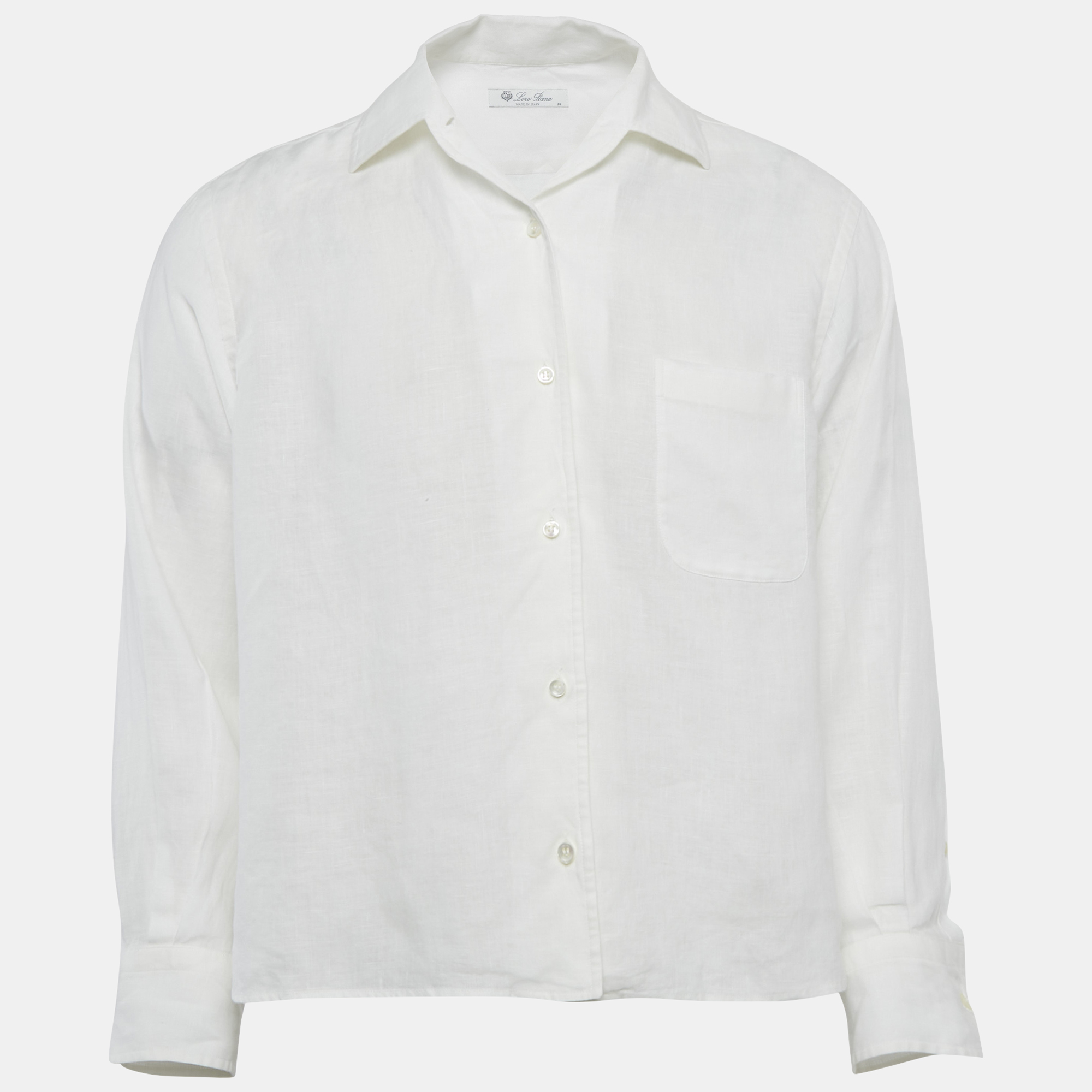 

Loro Piana White Linen Button Front Shirt M