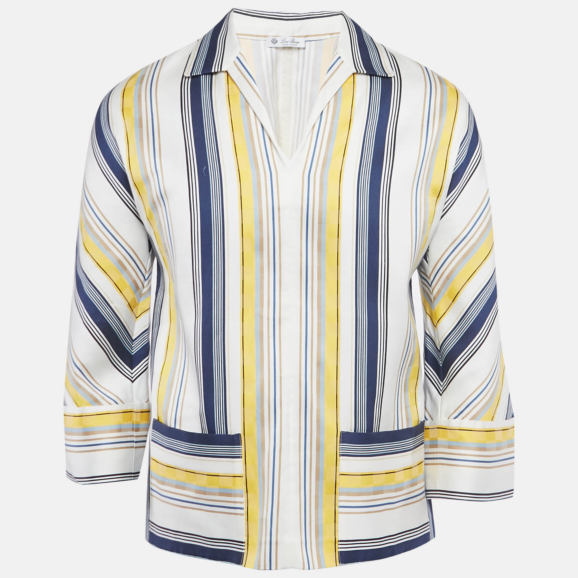 

Loro Piana Yellow/Blue Striped Cotton Blend T-Shirt XS