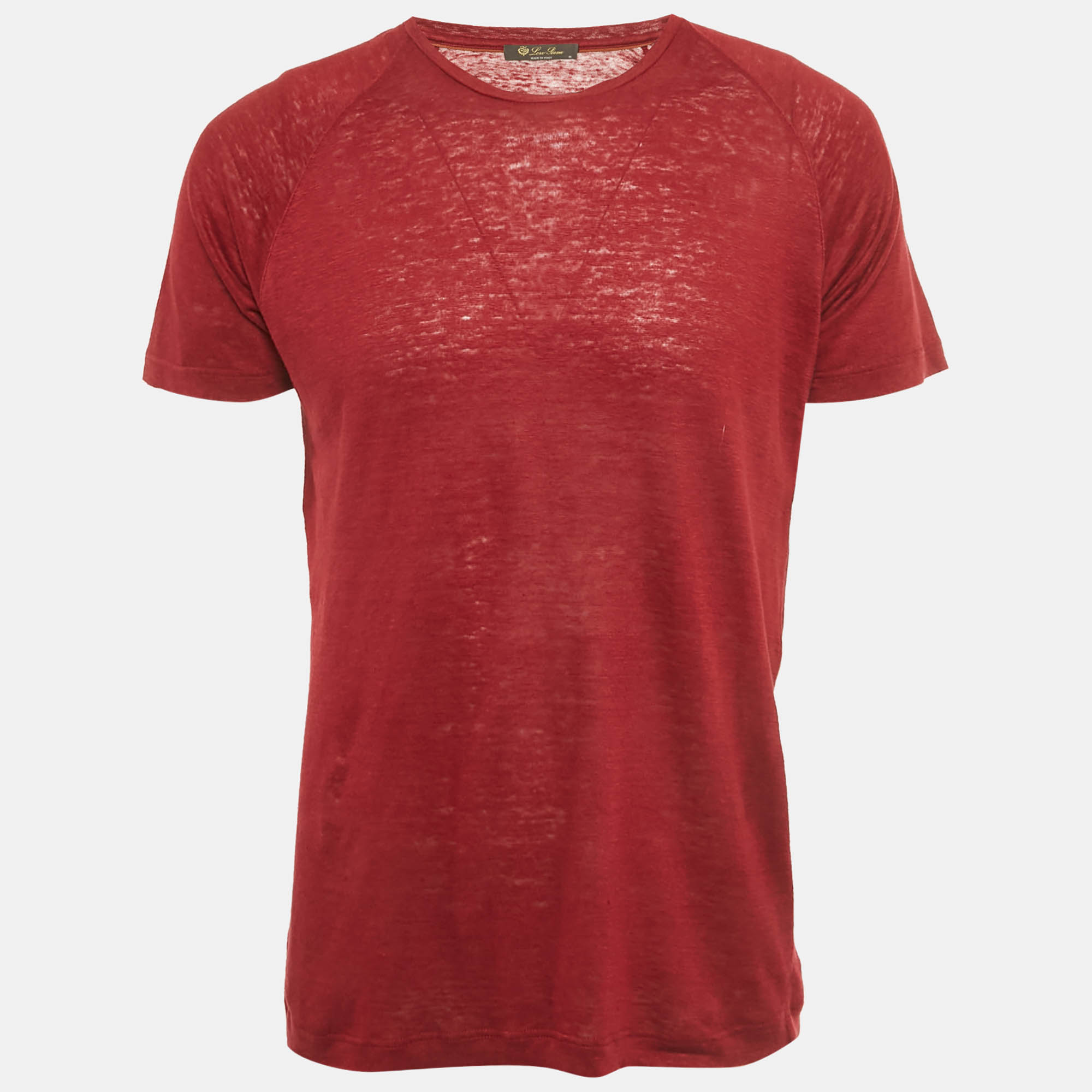 

Loro Piana Red Linen Jersey Crewneck T-Shirt M