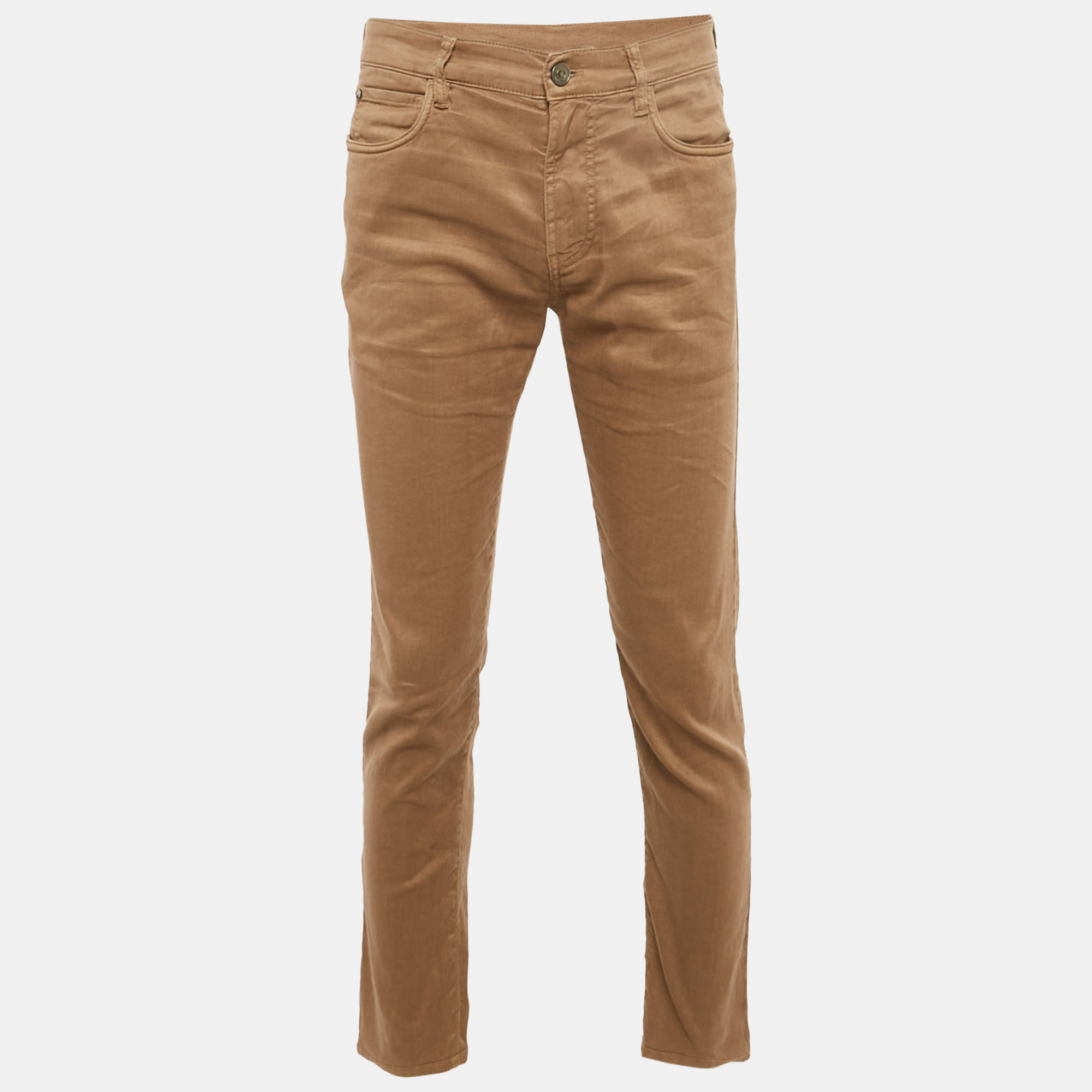 

Loro Piana Brown Linen Blend Straight Fit Jeans S Waist 32"