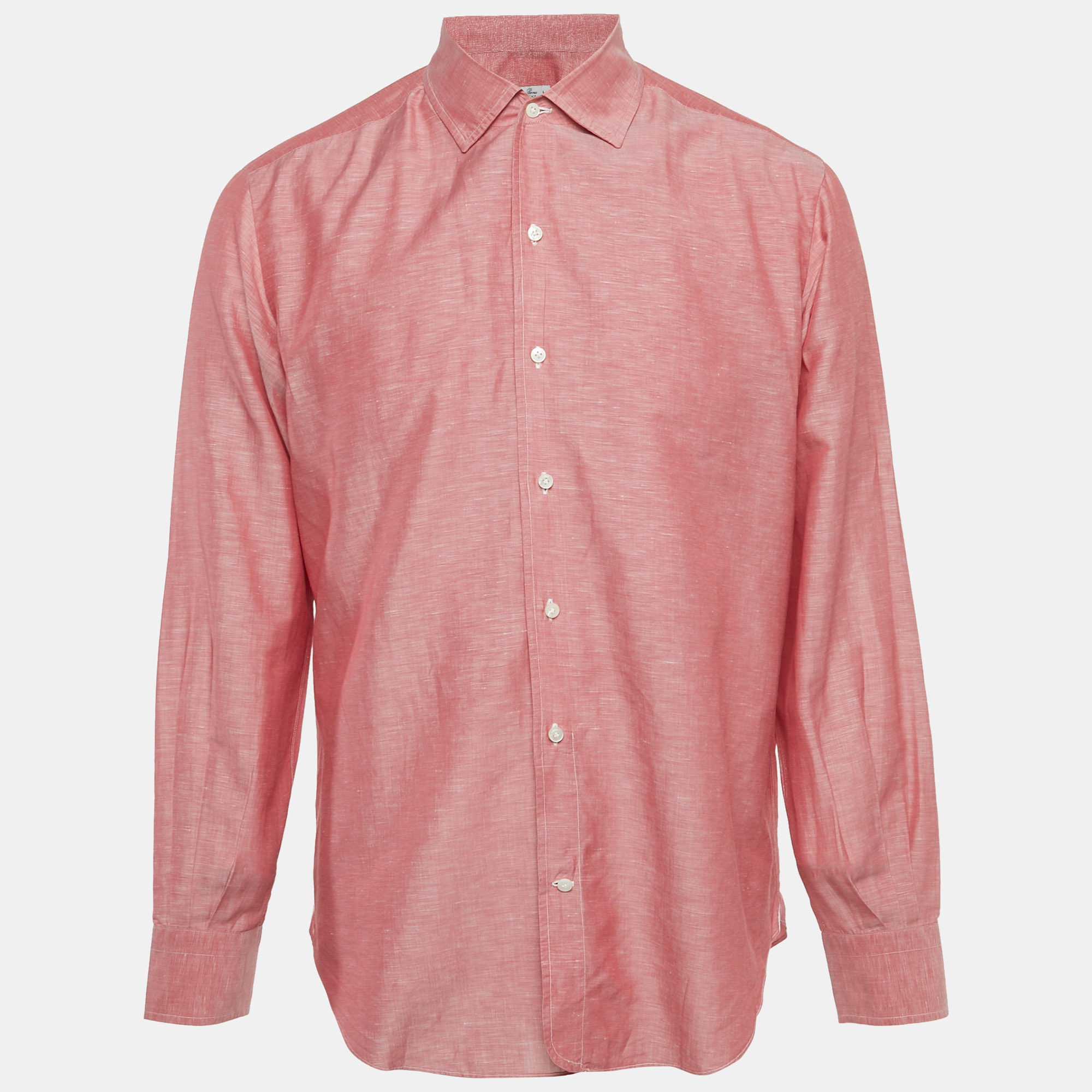 

Loro Piana Pink Linen & Flax Button Front Shirt L