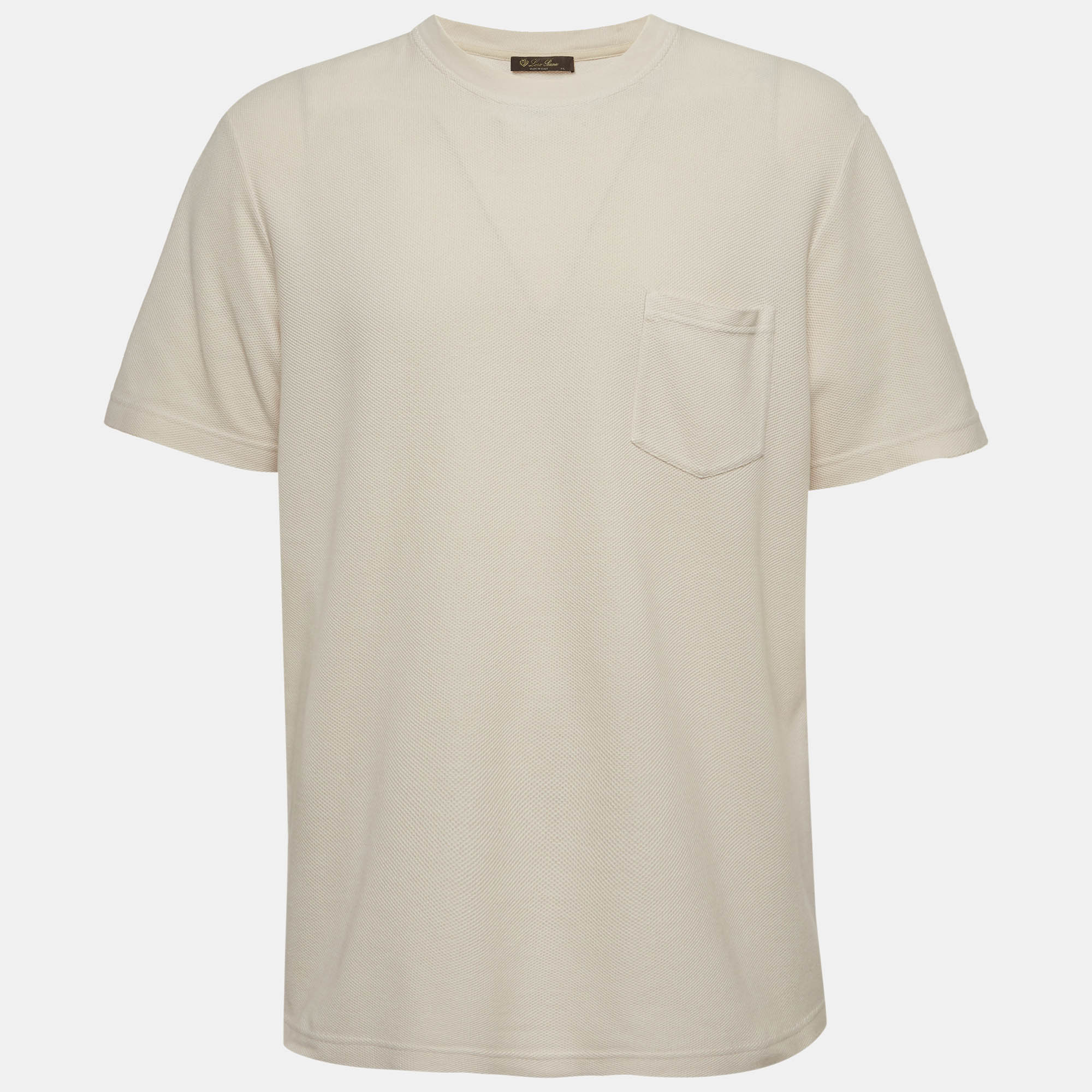 

Loro Piana Cream Pique Patch Pocket T-Shirt XL