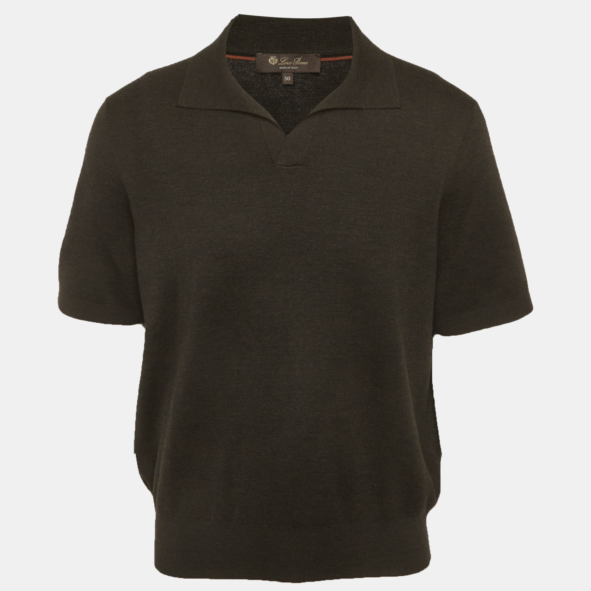 

Loro Piana Charcoal Wool Knit Empire Polo T-Shirt L, Grey