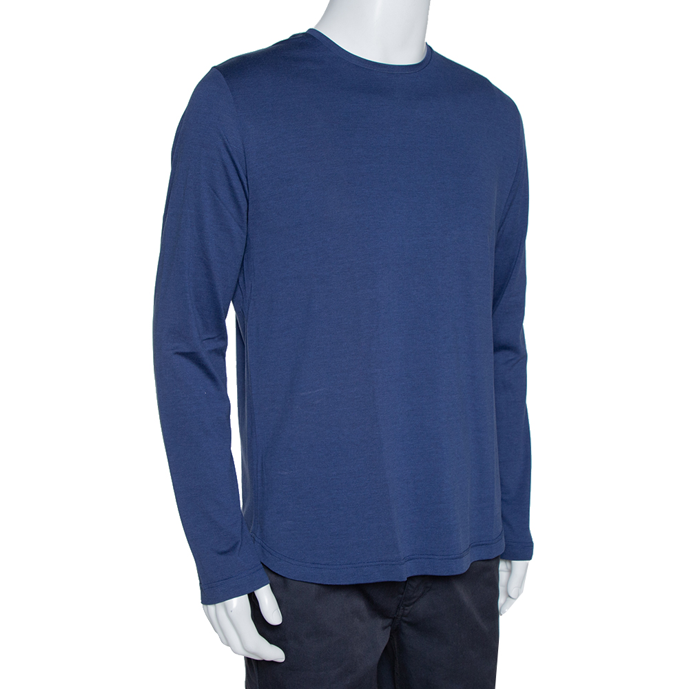 

Loro Piana Navy Blue Silk & Cotton Long Sleeve T-Shirt