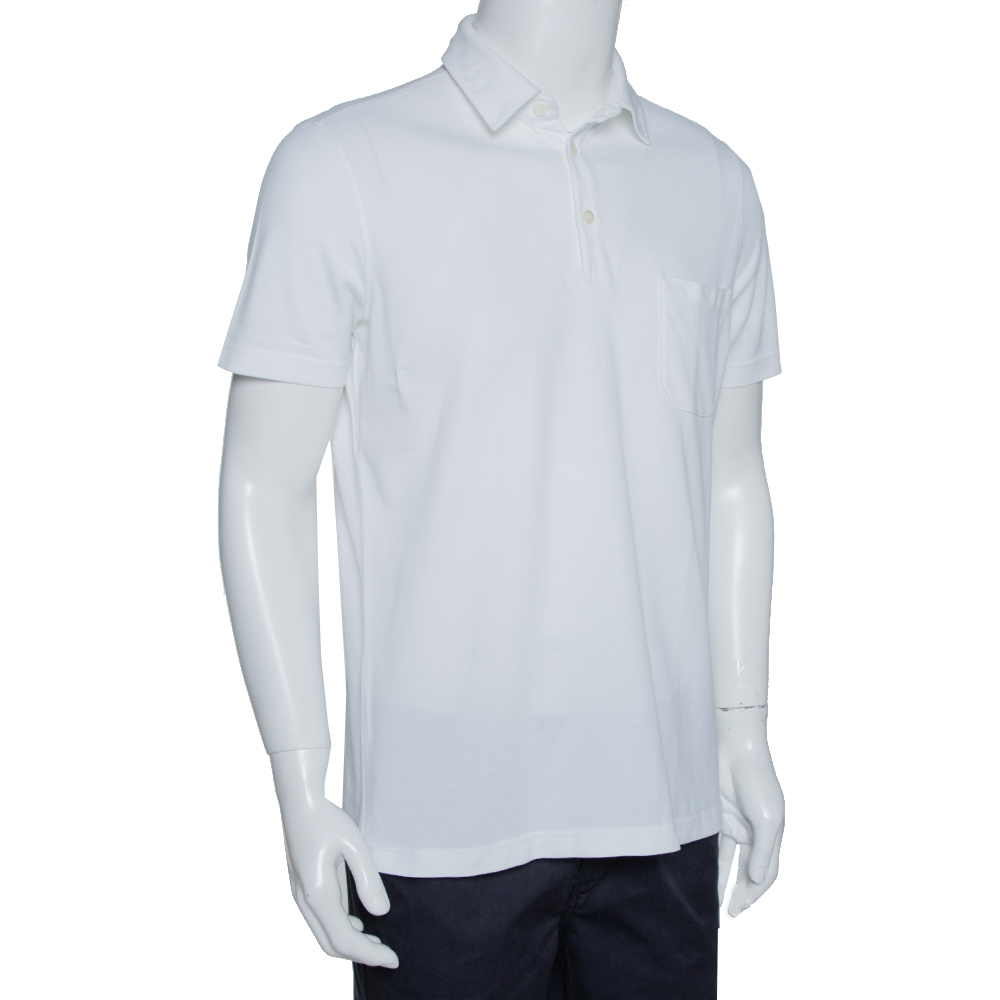 

Loro Piana White Stretch Cotton Polo T-Shirt