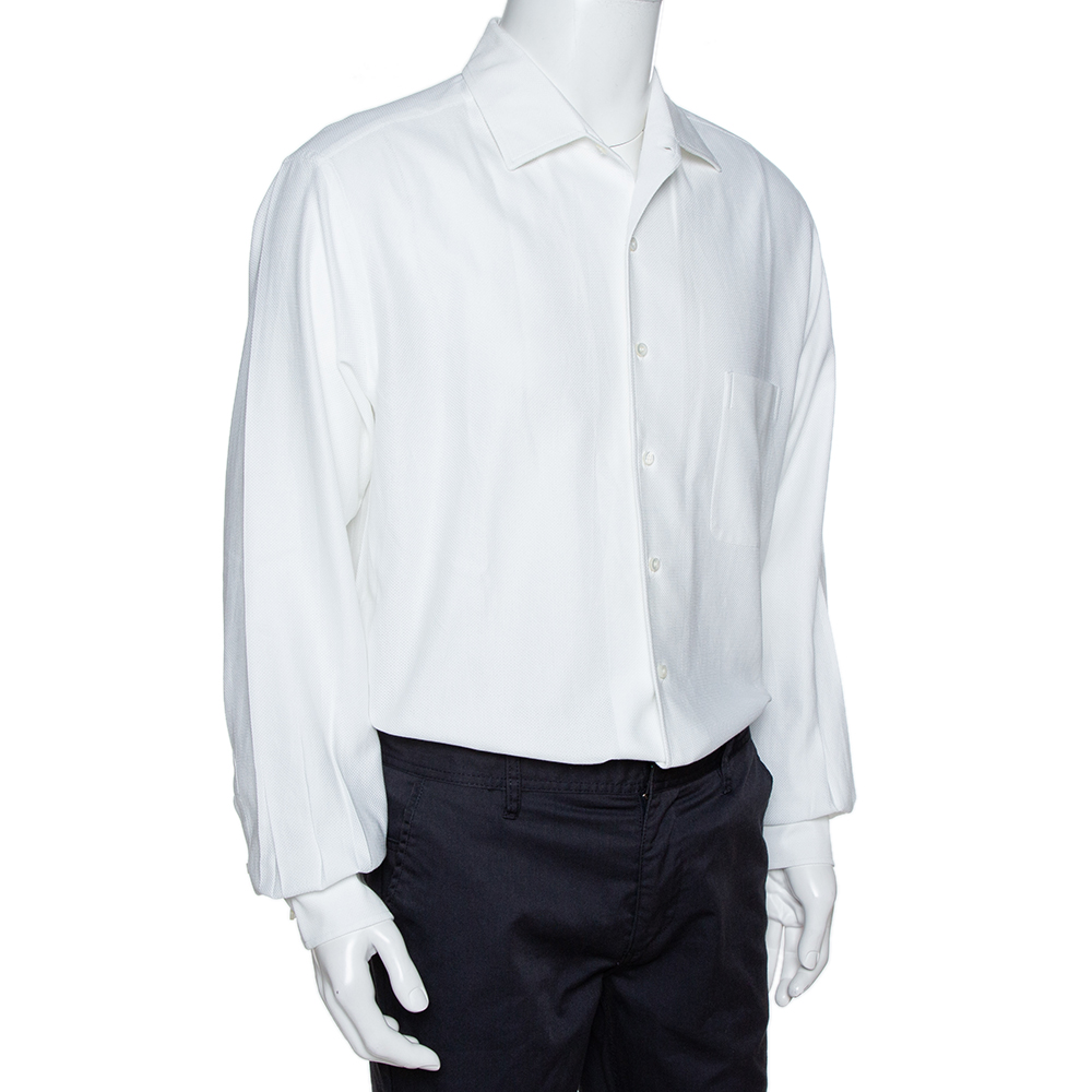 

Loro Piana White Textured Cotton Long Sleeve Shirt