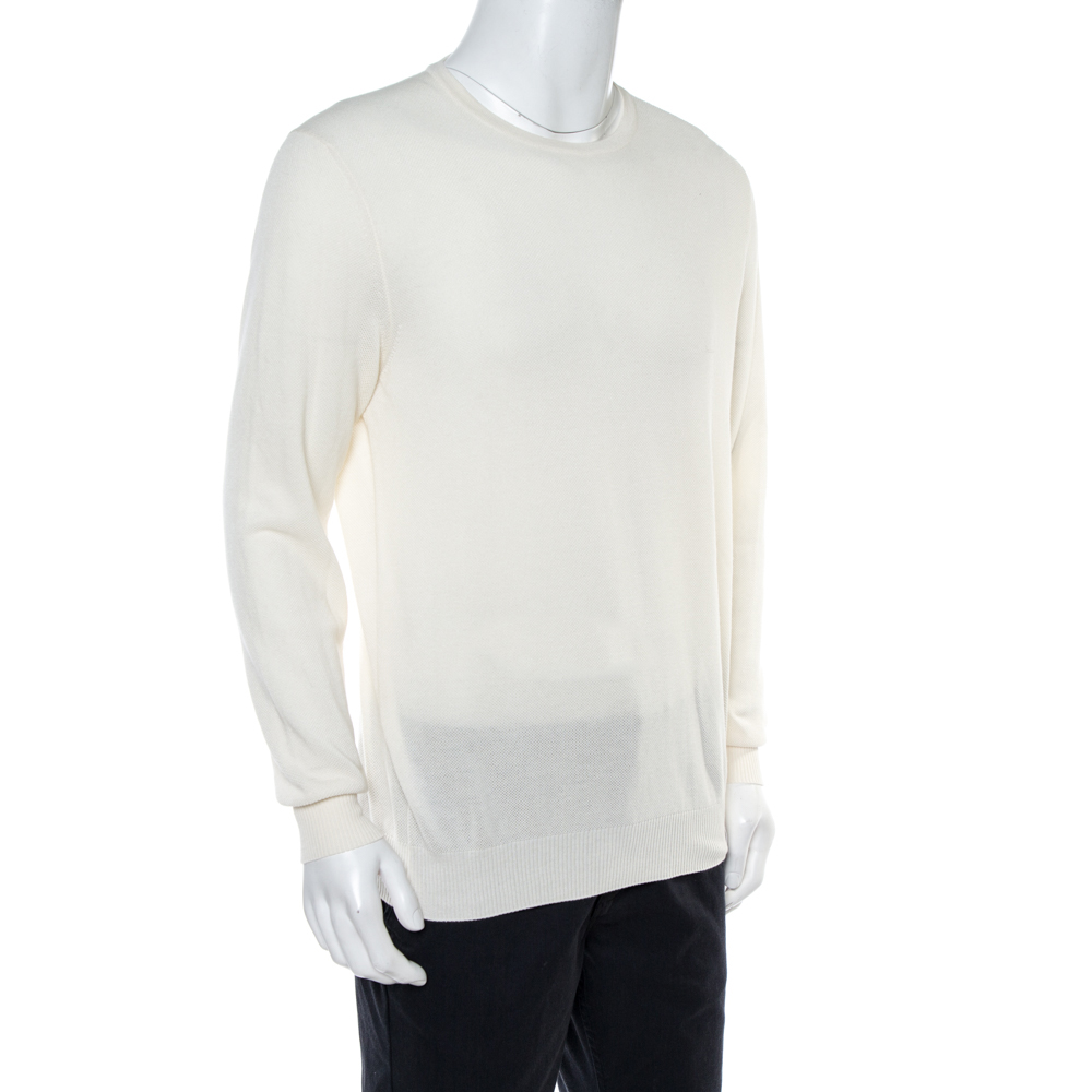 

Loro Piana Off White Knit Crew Neck Jumper