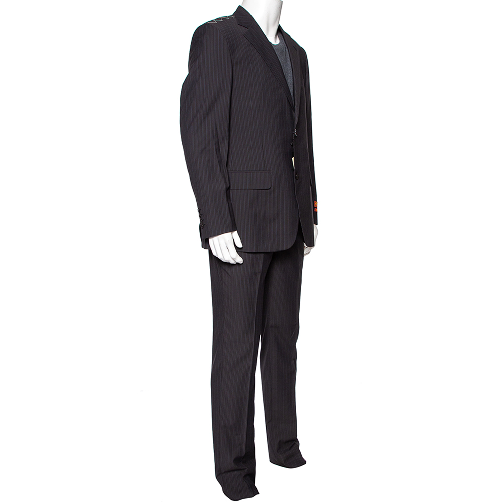 

Loro Piana Striped Black Wool Canvas Suit