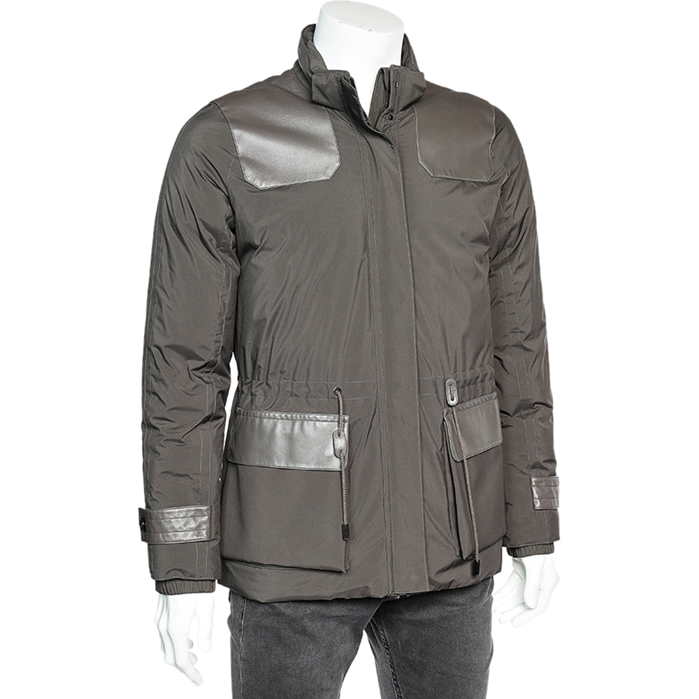 

Loro Piana Brown Synthetic Leather Patch Detail Down Jacket