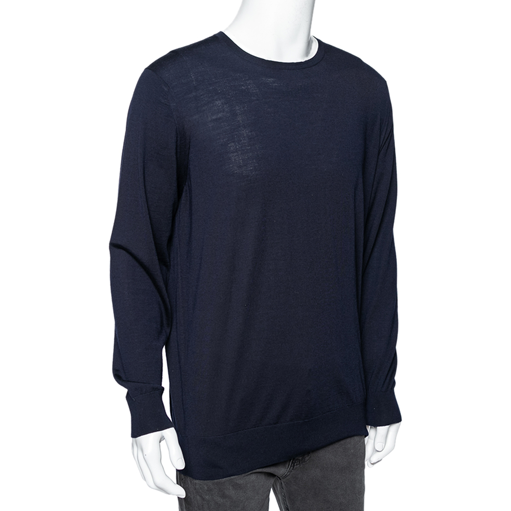 

Loro Piana Navy Blue Wool Long Sleeve Sweater