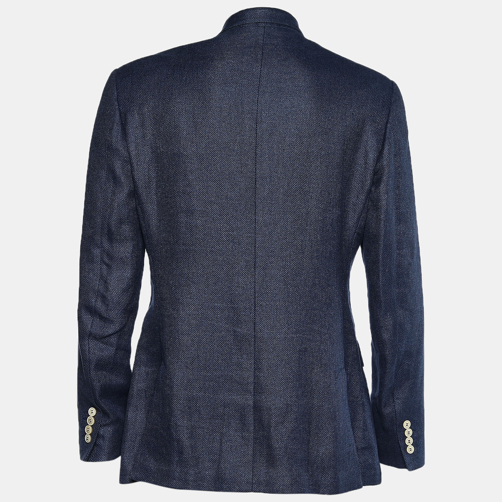 

Loro Piana Navy Blue Textured Wool Double Breasted Blazer