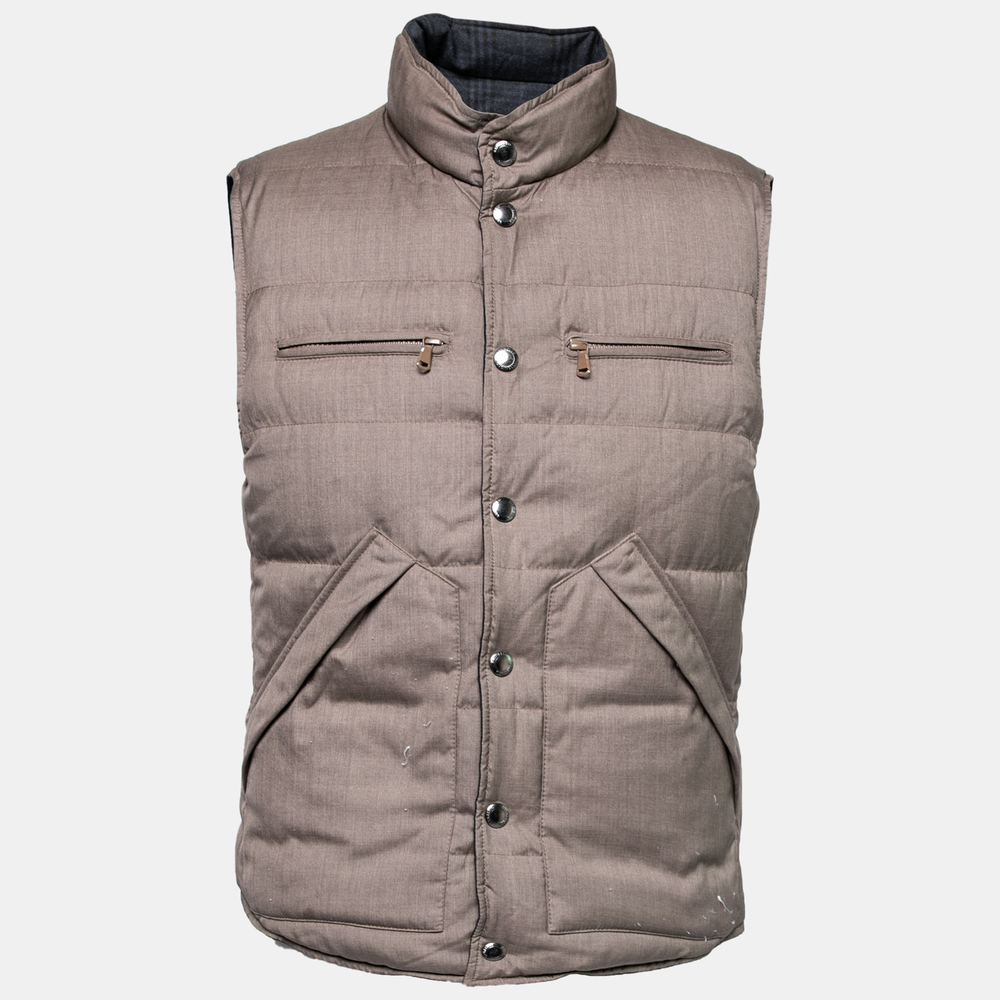

Loro Piana Blue Checkered Wool Sleeveless Puffer Jacket