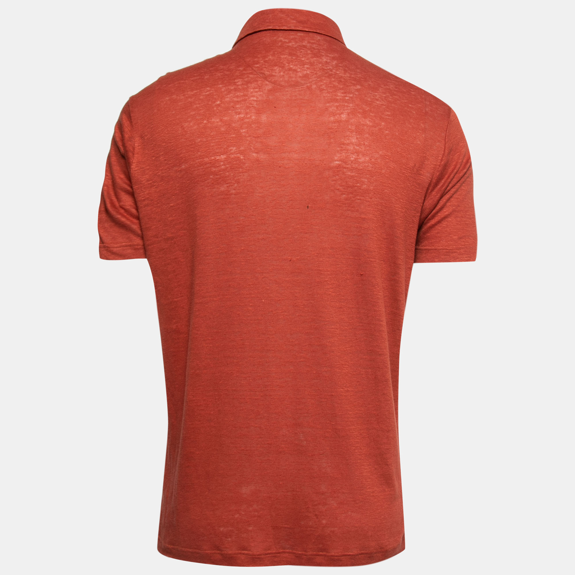 

Loro Piana Orange Linen Short Sleeve Polo T-Shirt