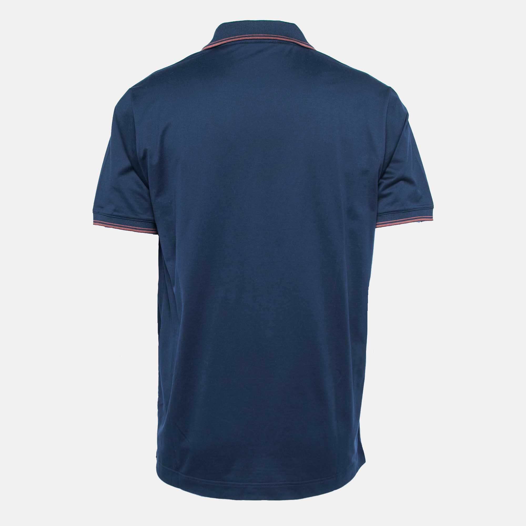 

Loro Piana Navy Blue Cotton Polo T-Shirt