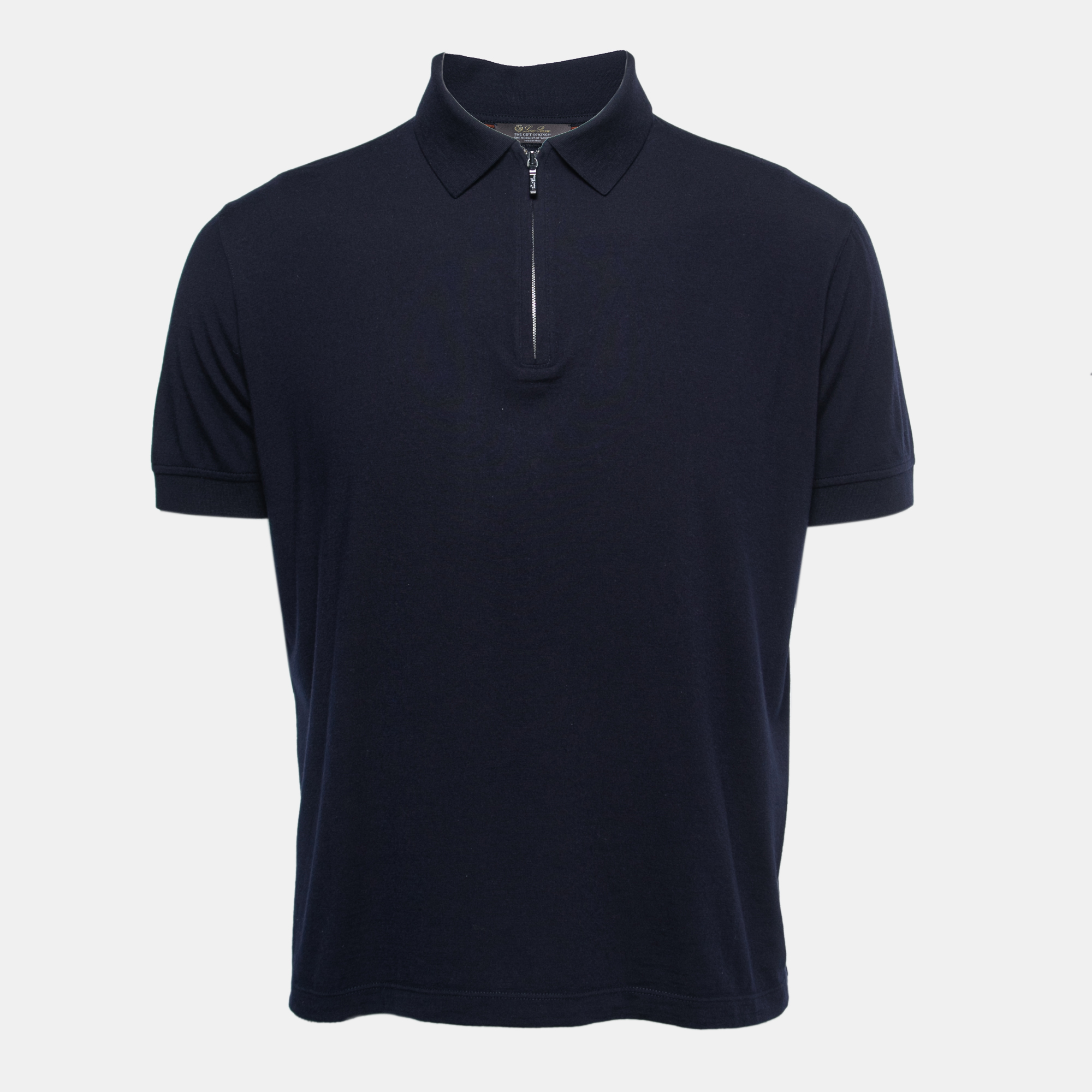 Pre Owned Loro Piana Navy Blue Wool The Gift of Kings Polo T-Shirt L