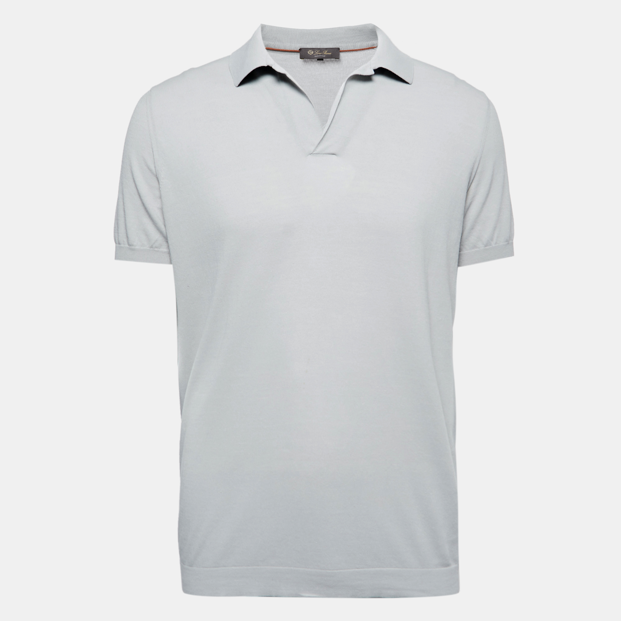 Pre Owned Loro Piana Grey Cotton Knit New Bay Polo T-Shirt XL