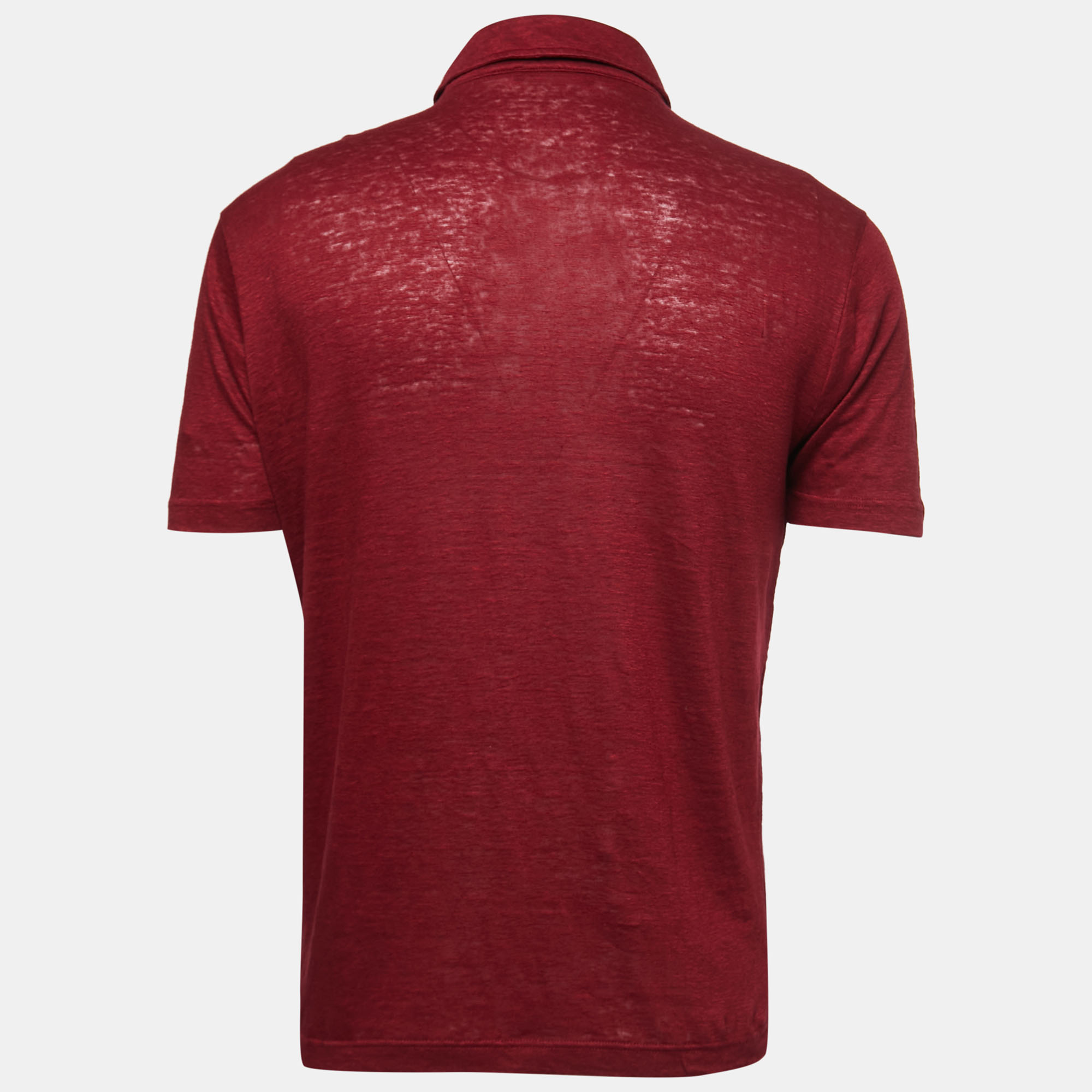 

Loro Piana Maroon Linen Polo T-Shirt, Red