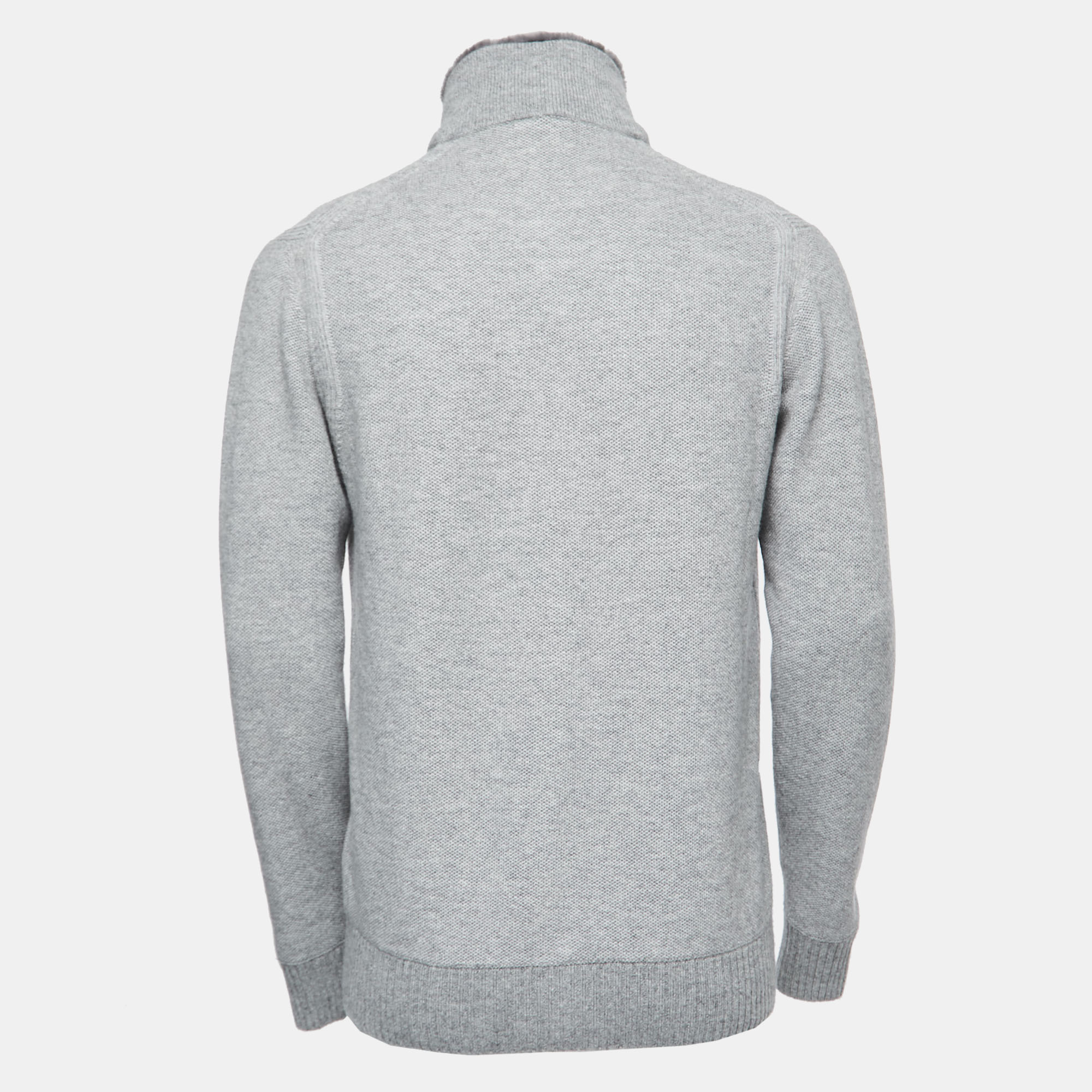 

Loro Piana Grey Cashmere Knit Zip-Up Sweater XL
