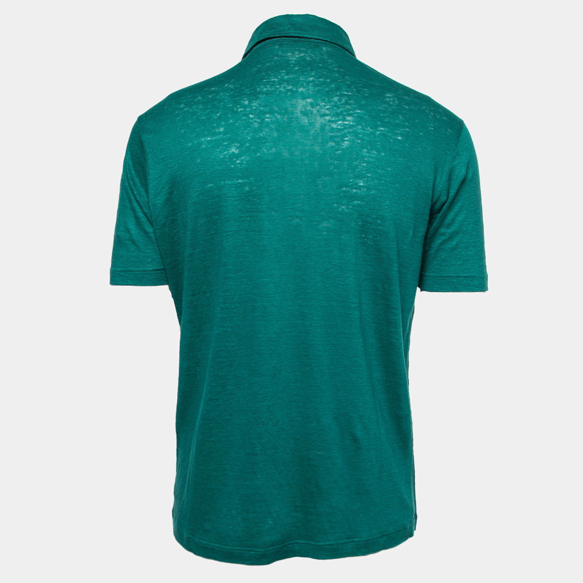 

Loro Piana Green Linen Knit Polo T-Shirt
