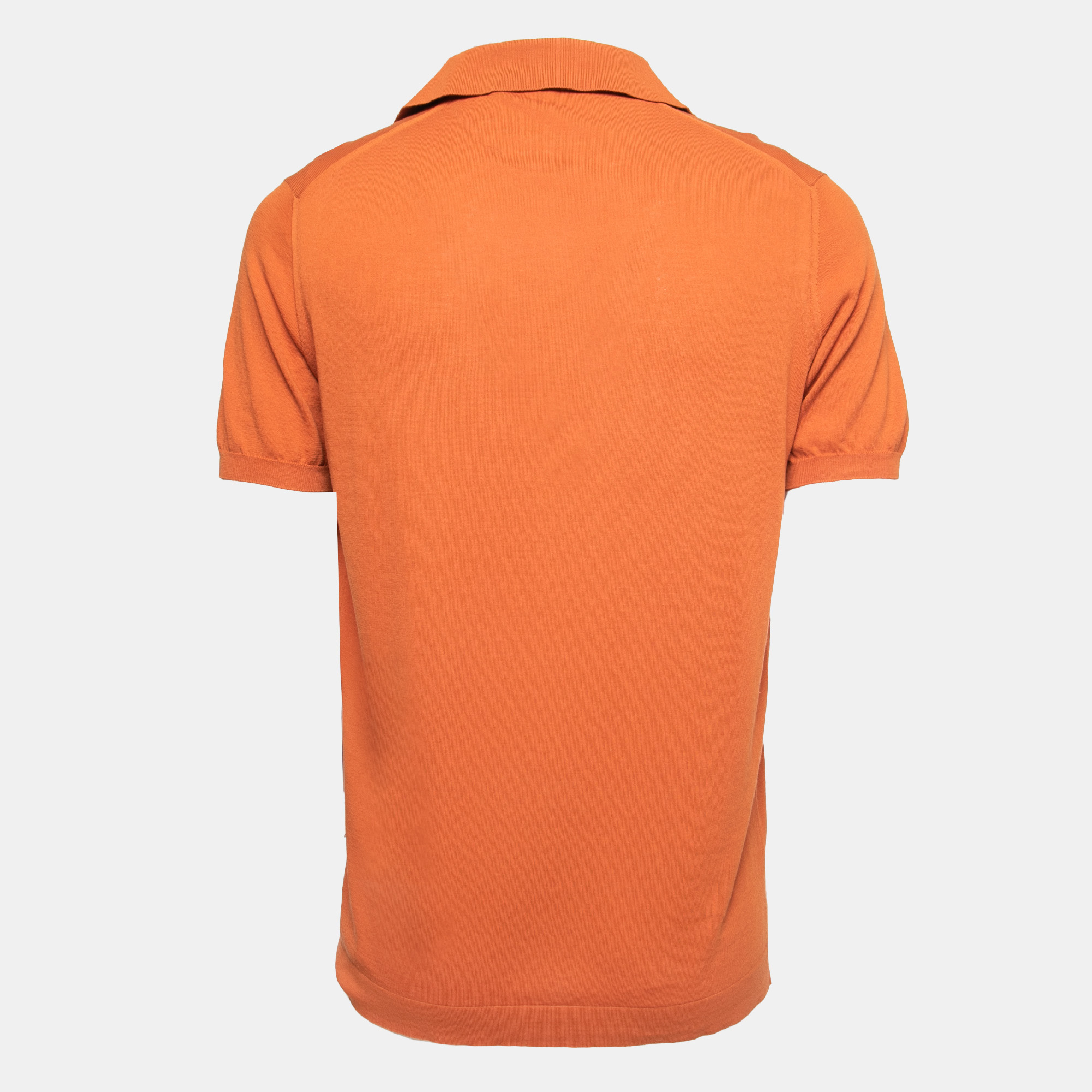 

Loro Piana Orange Cotton Knit Polo T-Shirt