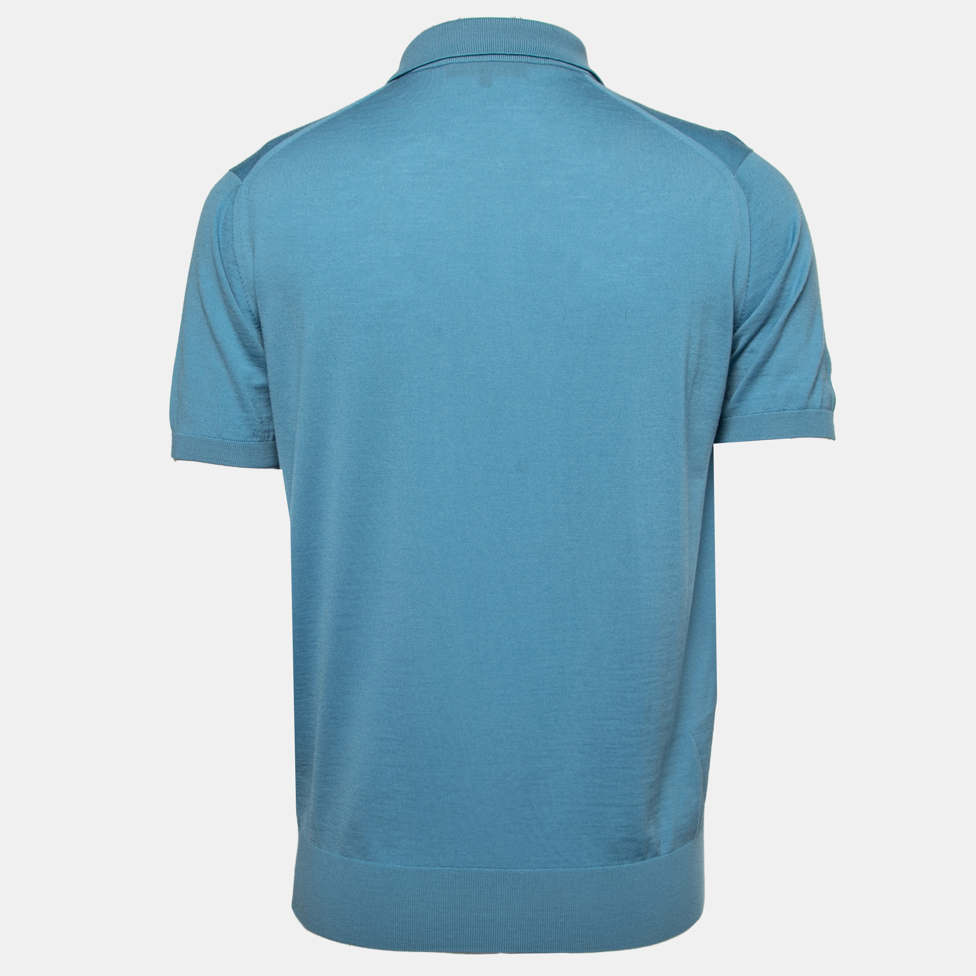 

Loro Piana Blue Wool Knit Polo T-Shirt