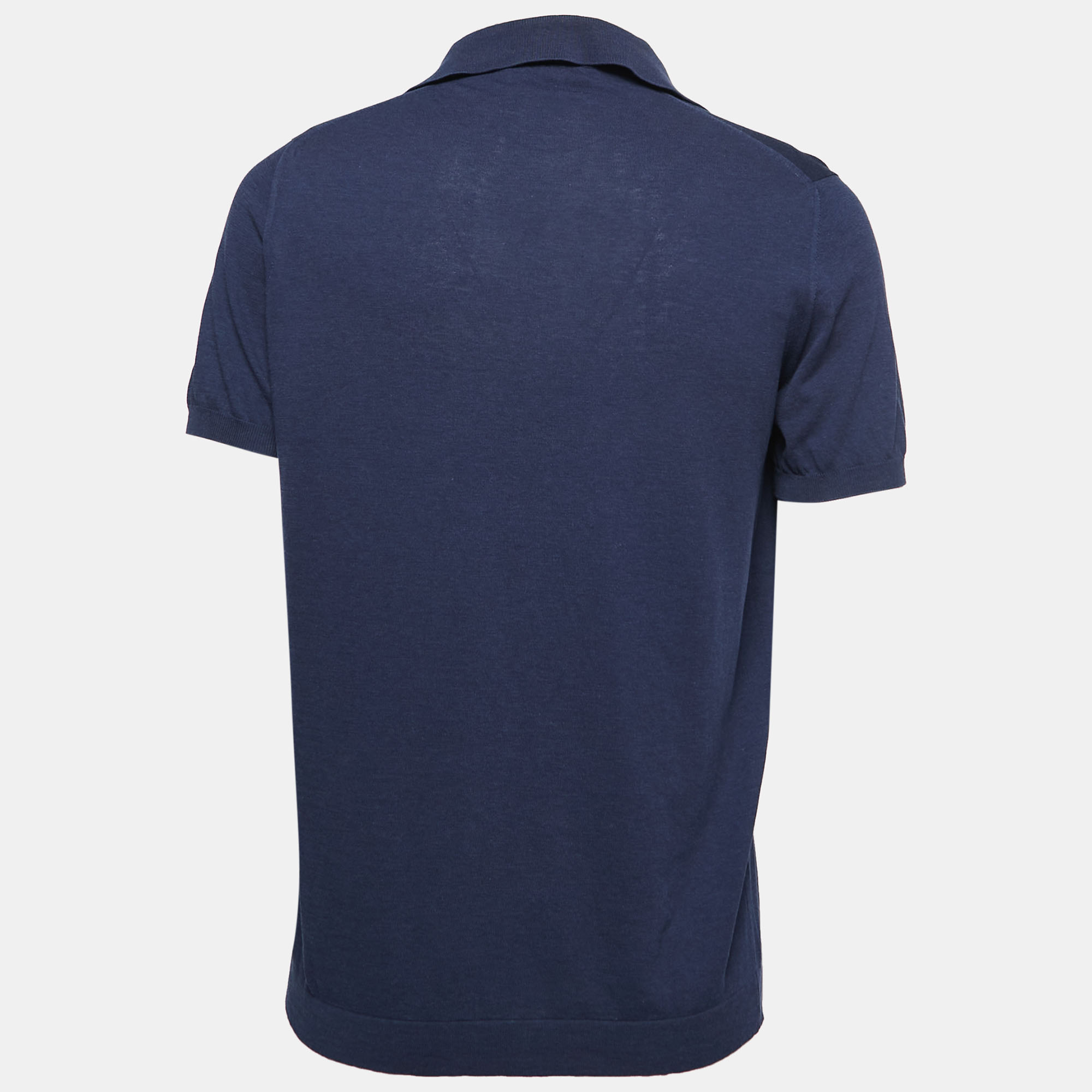 

Loro Piana Navy Blue Cotton Knit Polo T-Shirt