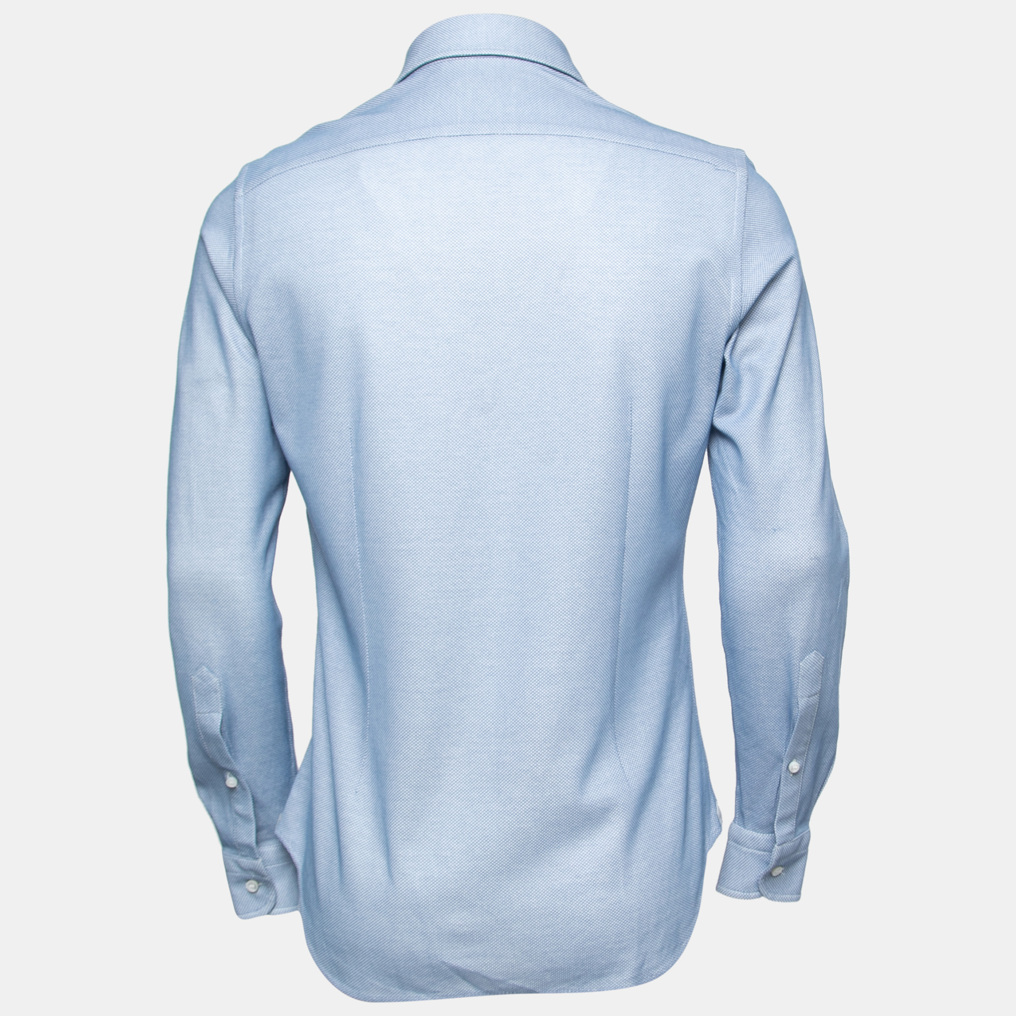 

Loro Piana Blue Cotton Knit Button Front Shirt