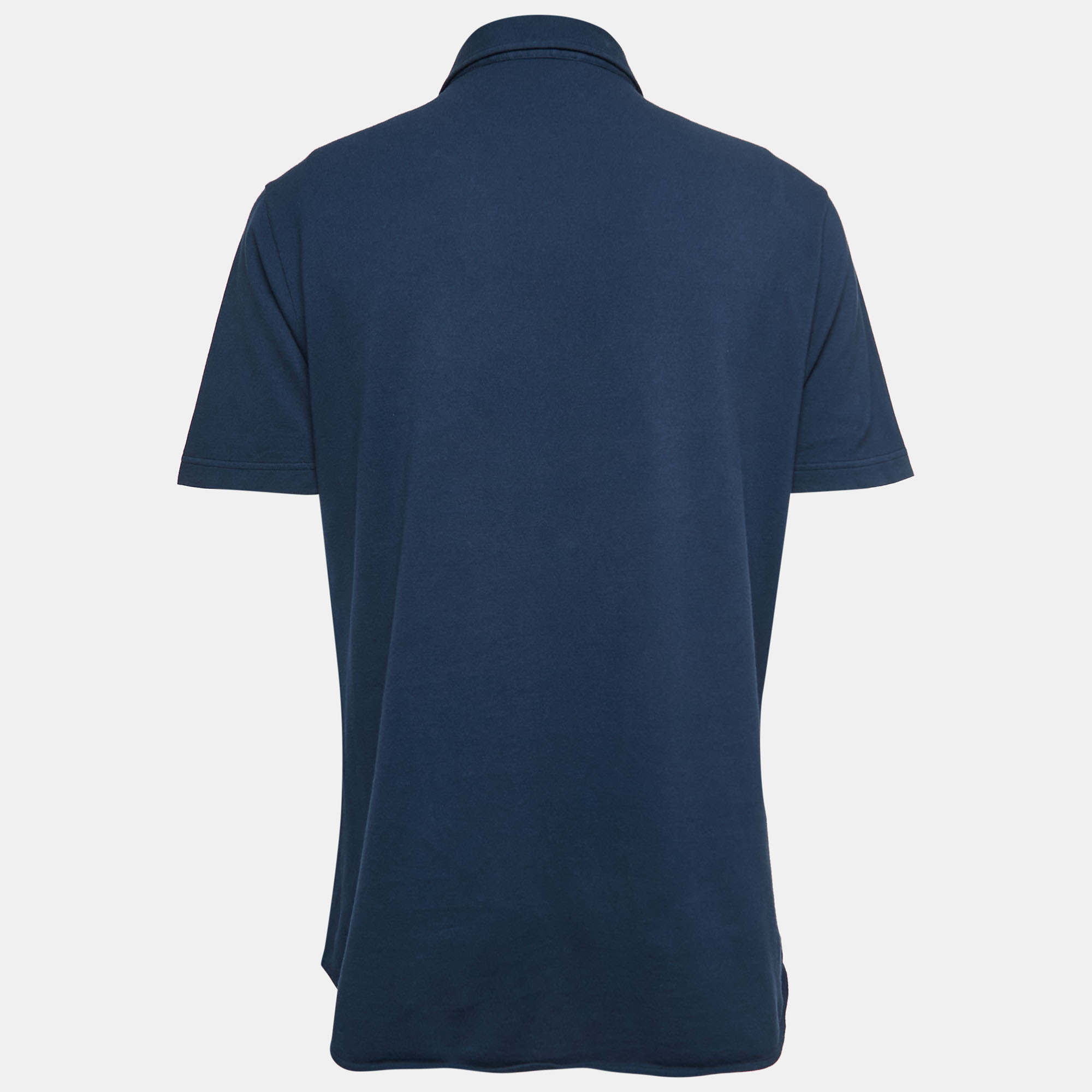 

Loro Piana Navy Blue Cotton Pique Short Sleeve Polo T-Shirt