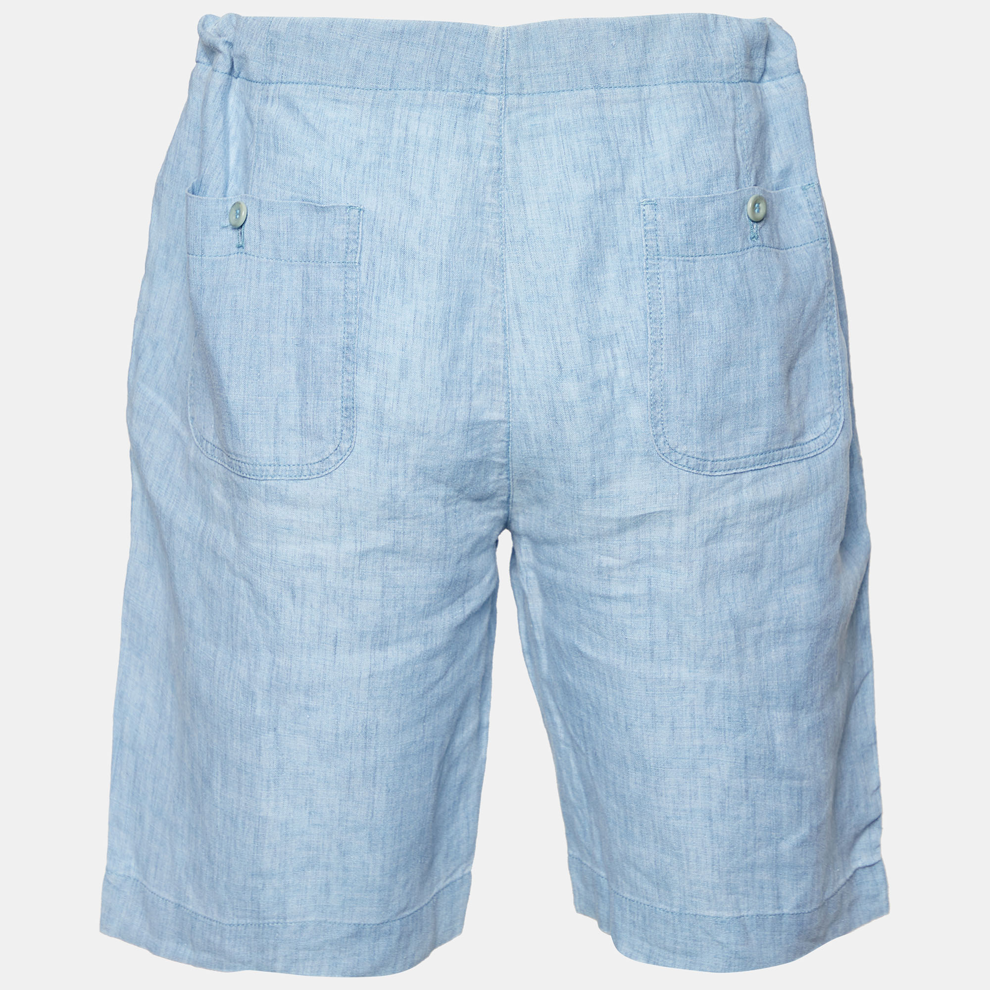 

Loro Piana Blue Linen Drawstring Detail Shorts