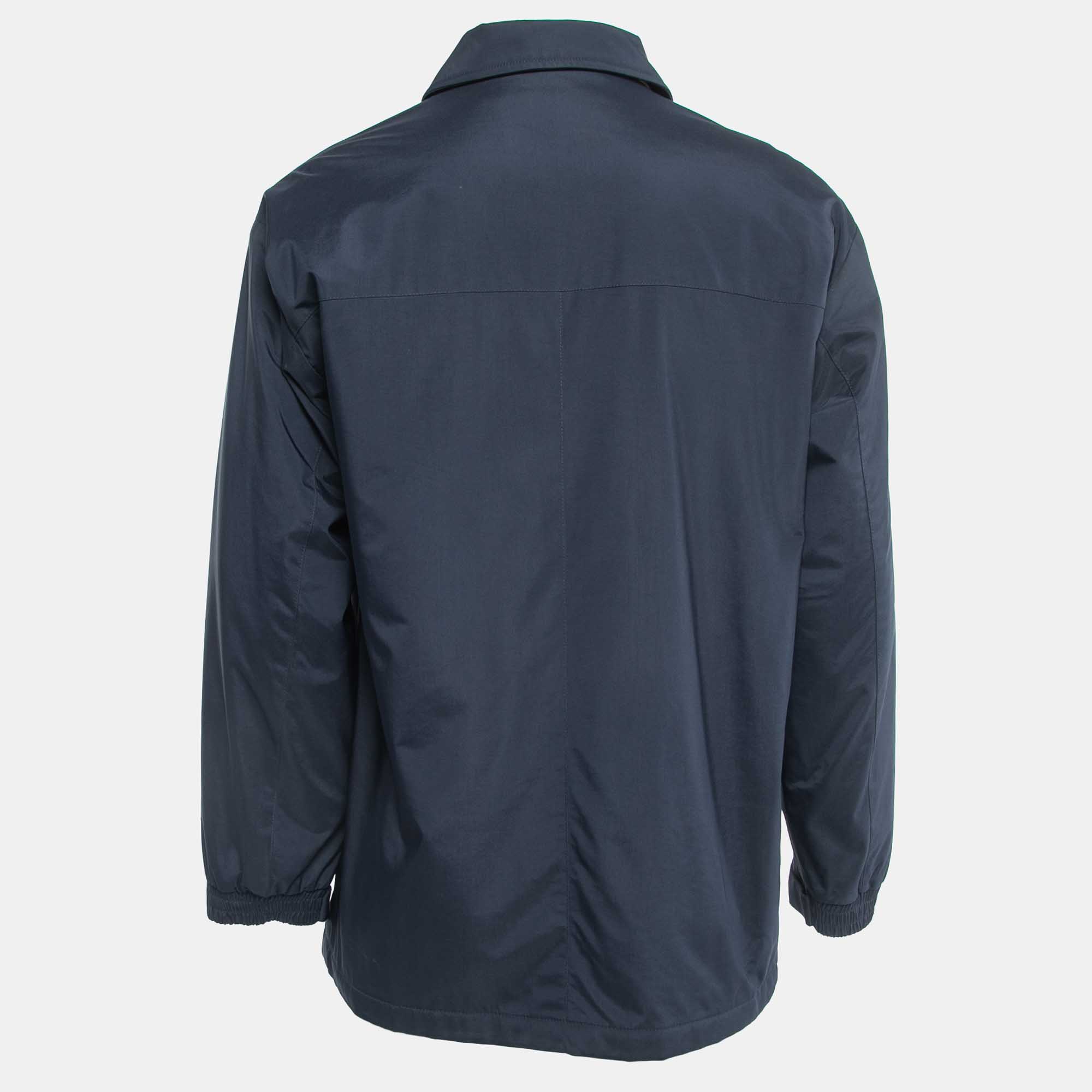 

Loro Piana Navy Blue Nylon Zip Front Jacket