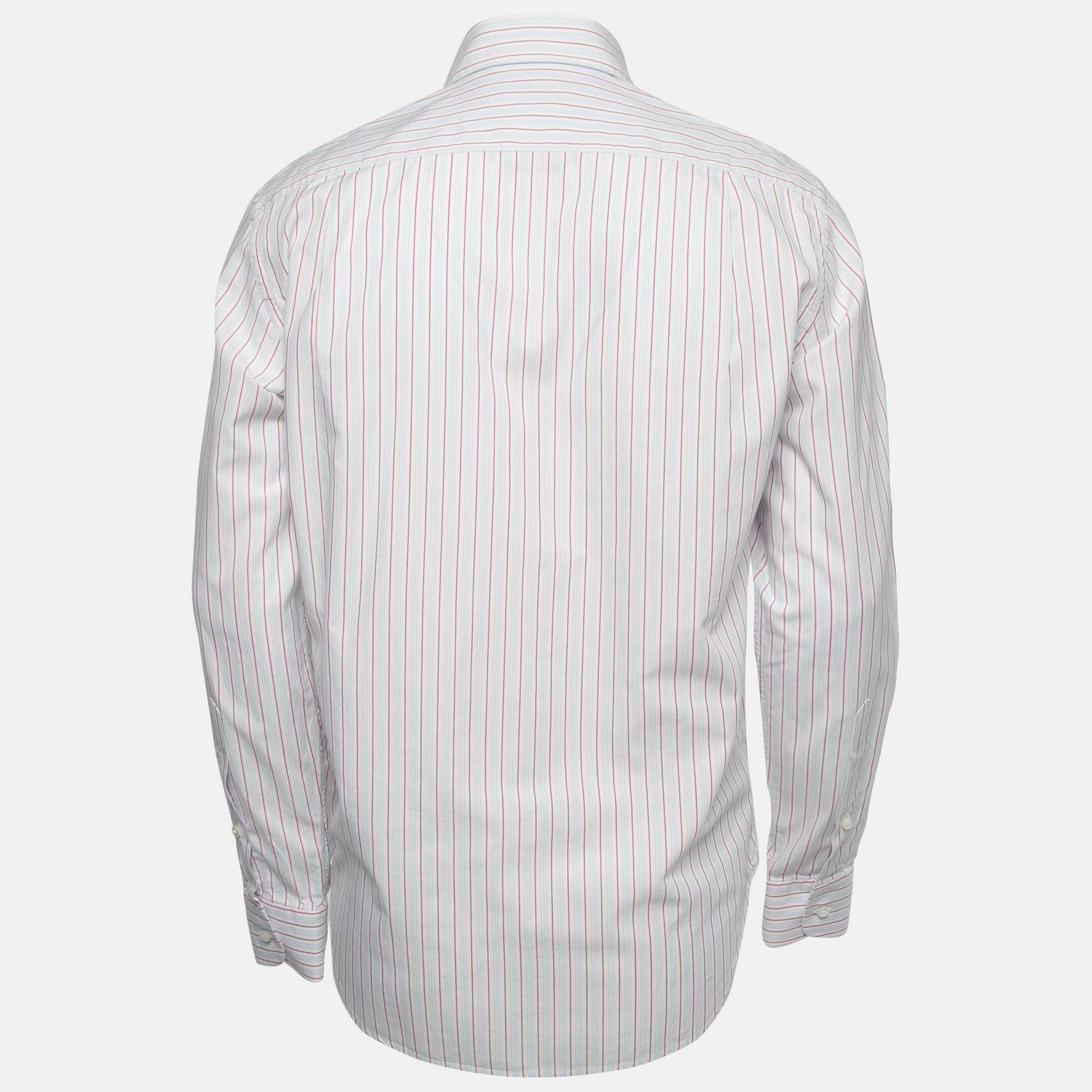 

Loro Piana White Striped Cotton Button Front Full Sleeve Shirt
