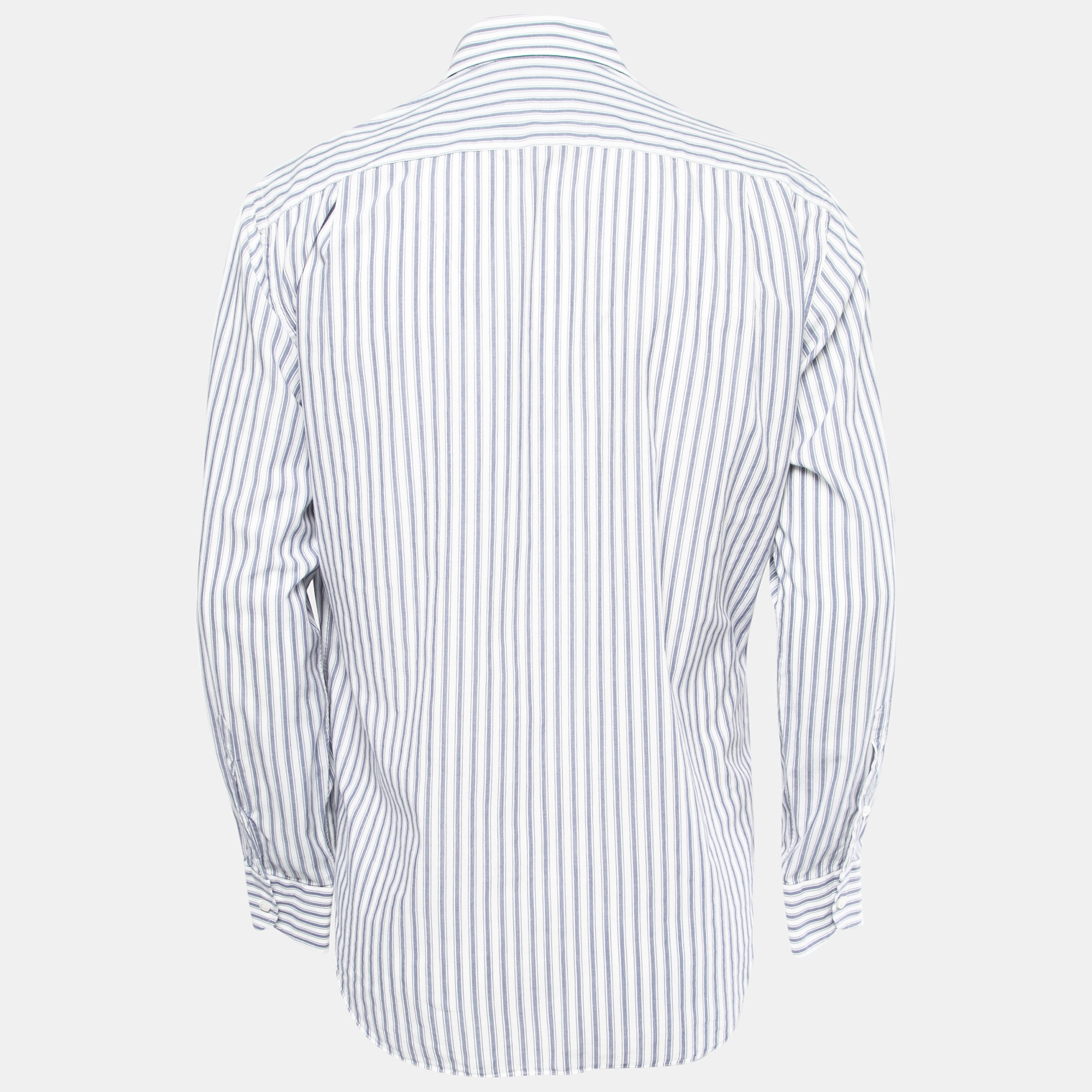 

Loro Piana White/Blue Striped Cotton Full Sleeve Shirt
