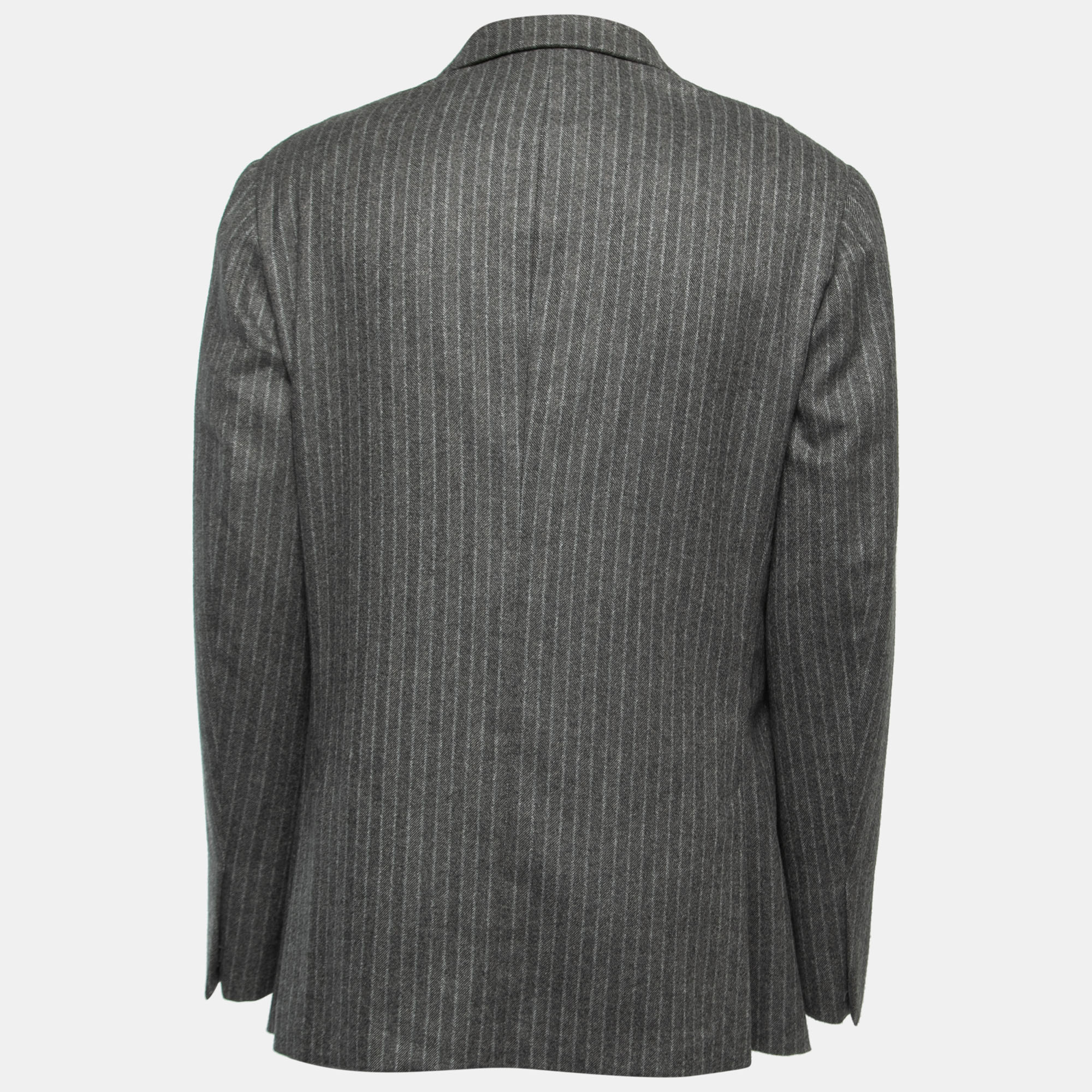 

Loro Piana Grey Striped Cashmere Single Breasted Blazer