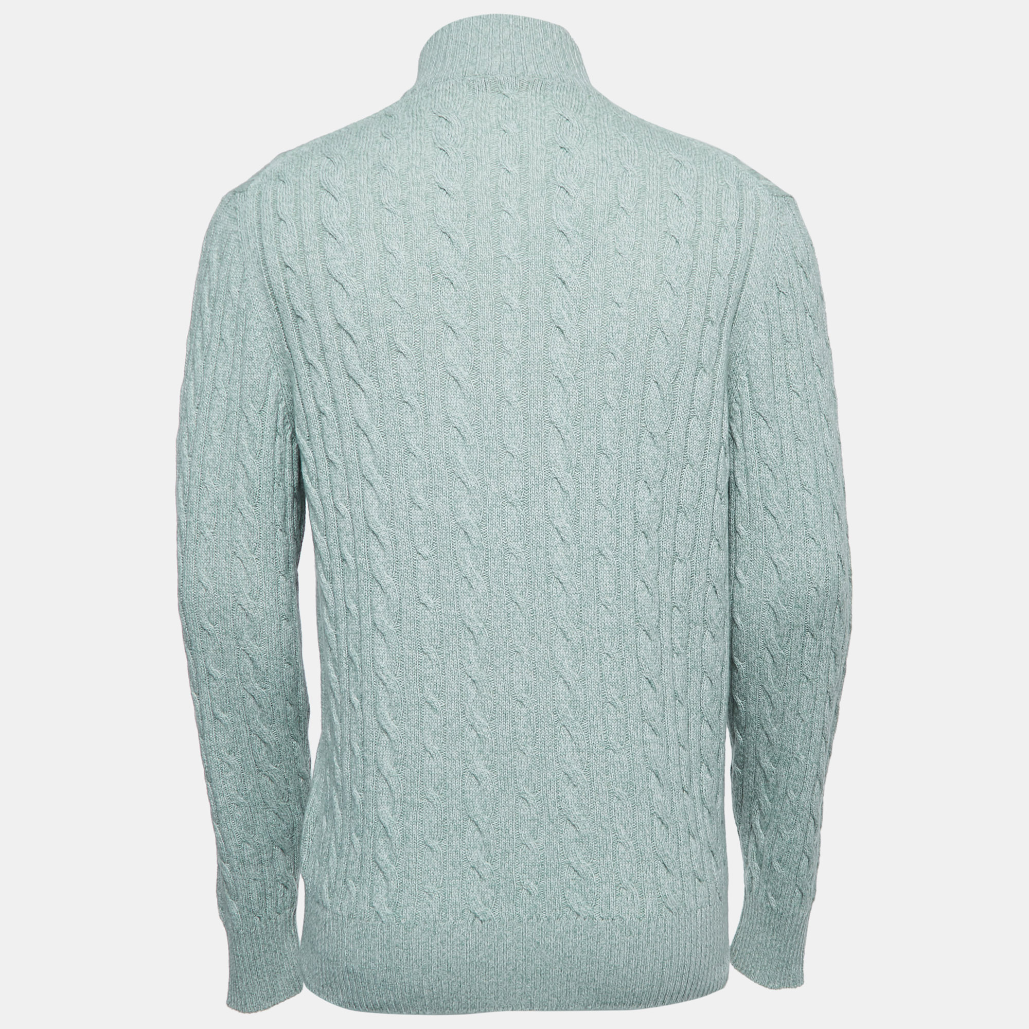 

Loro Piana Mint Green Baby Cashmere Zip-Up Sweater