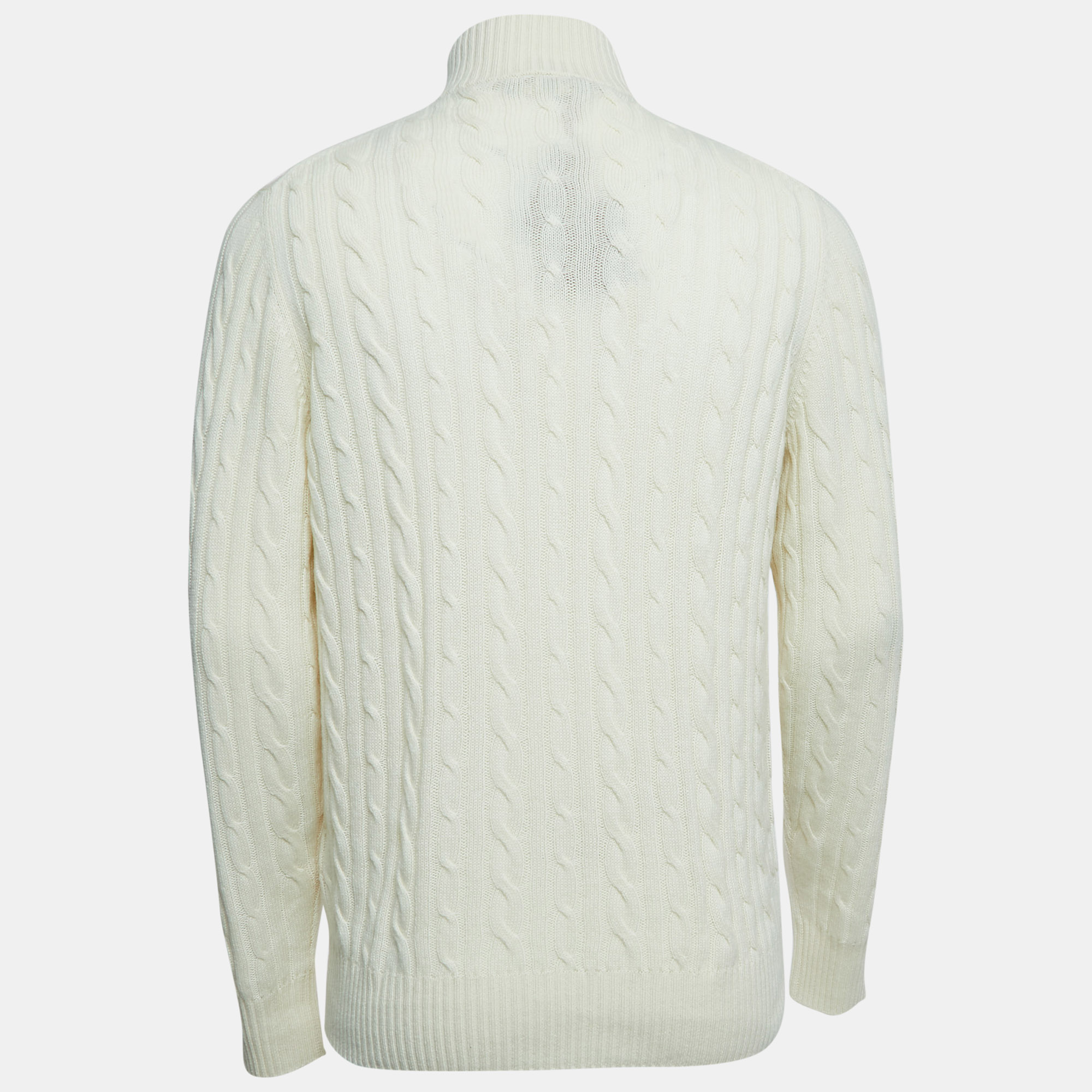 

Loro Piana Ivory White Baby Cashmere Zip-Up Sweater
