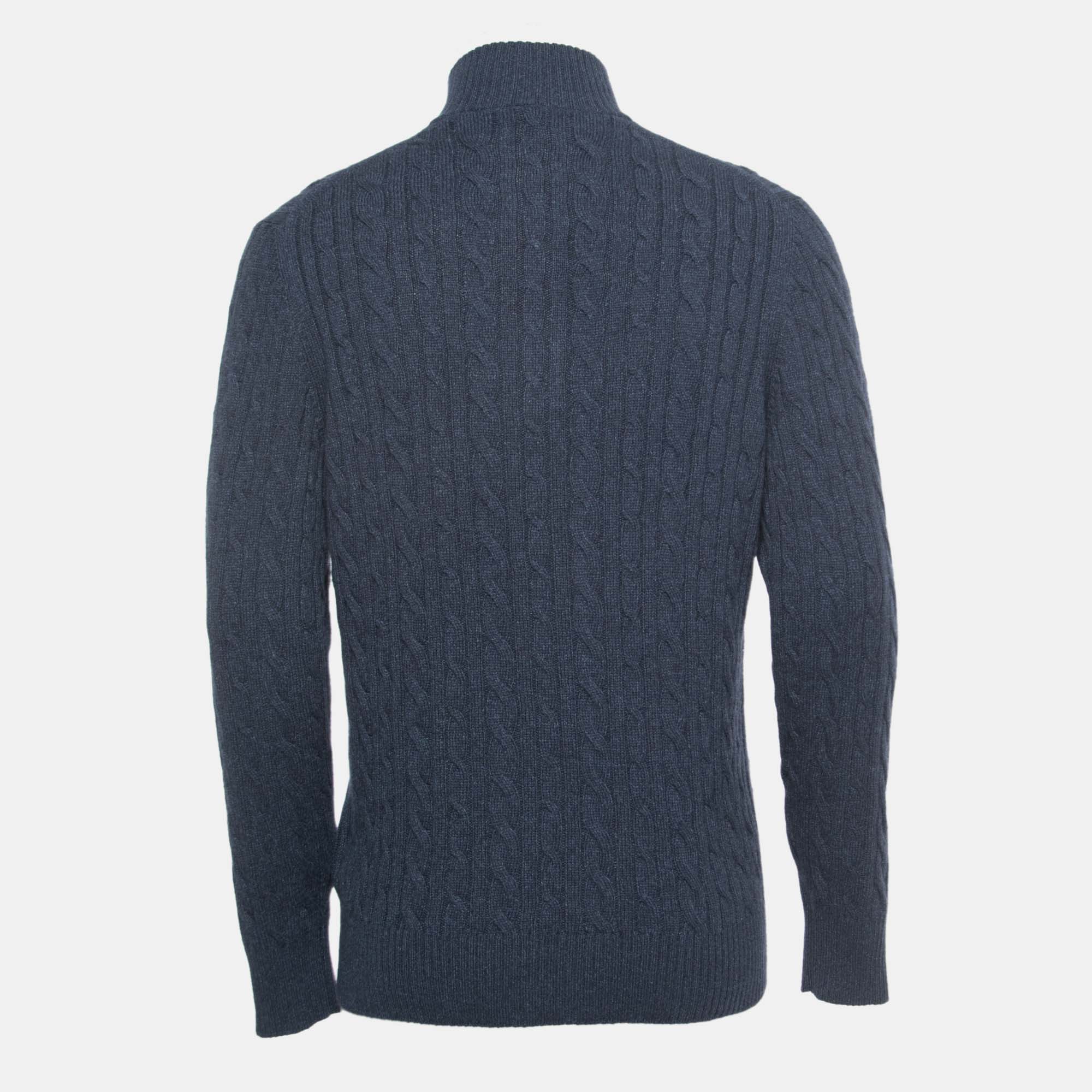 

Loro Piana Navy Blue Baby Cashmere Zip-Up Sweater