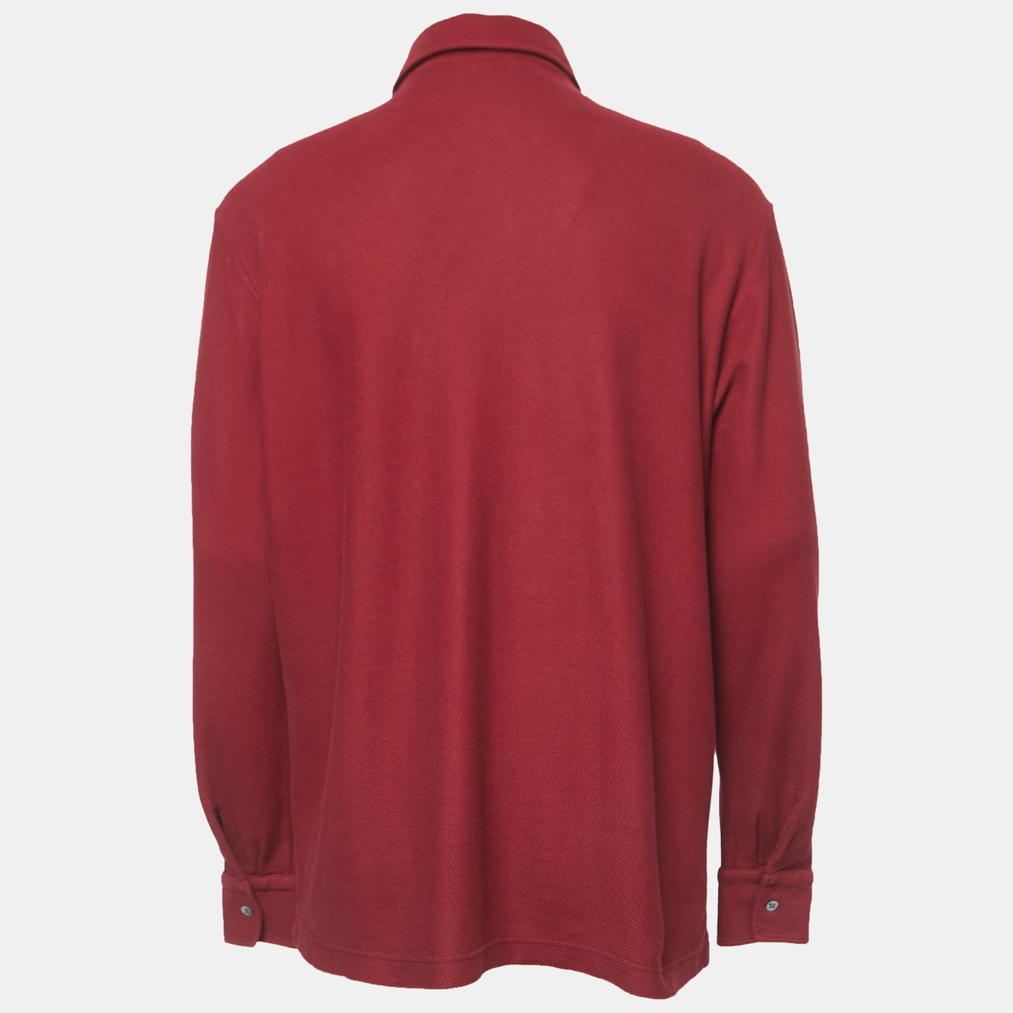 

Loro Piana Red Cotton Long Sleeve Polo T-Shirt