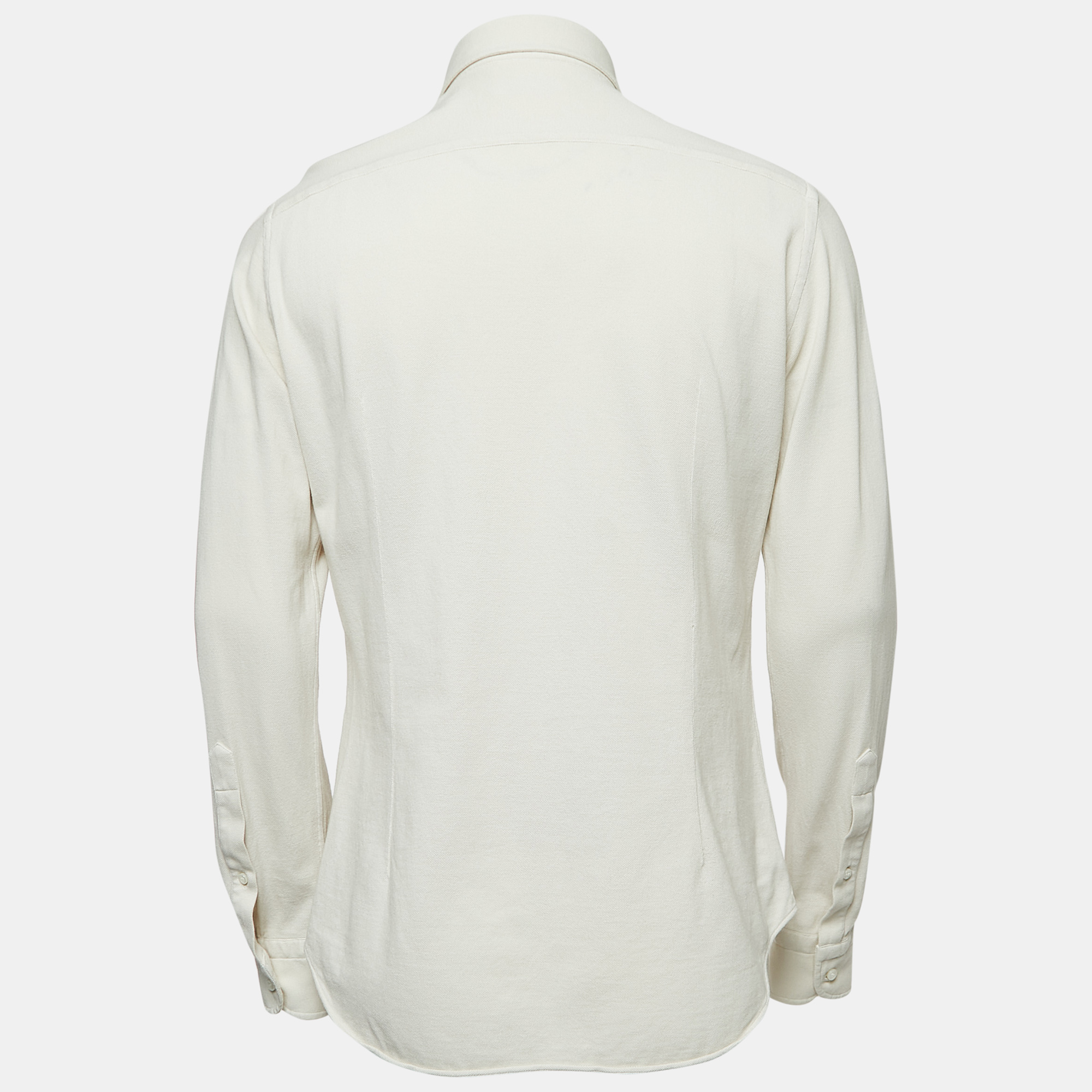 

Loro Piana Off-White Cotton Pique Button Front Full Sleeve Shirt