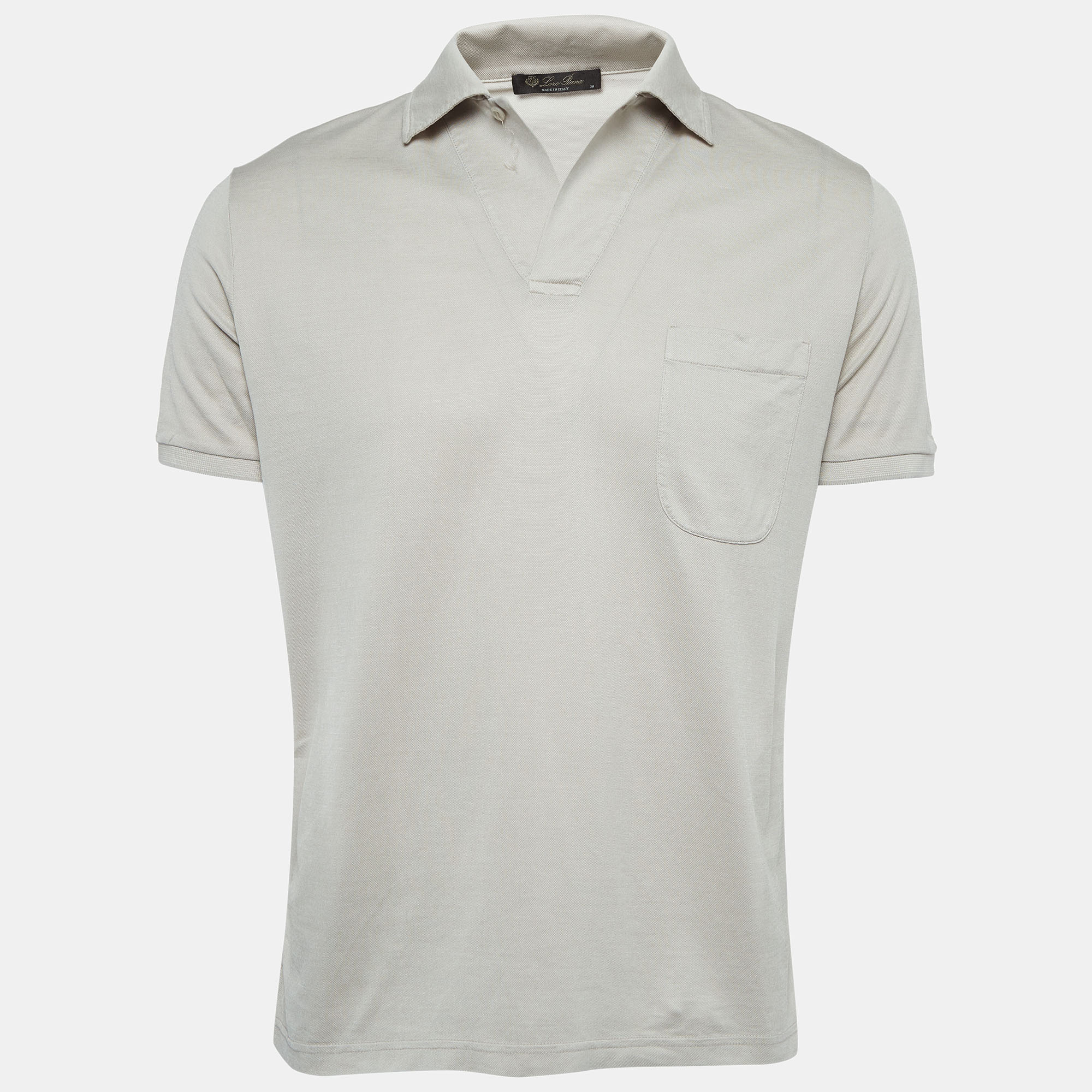 

Loro Piana Beige Cotton and Silk Knit Polo T-Shirt