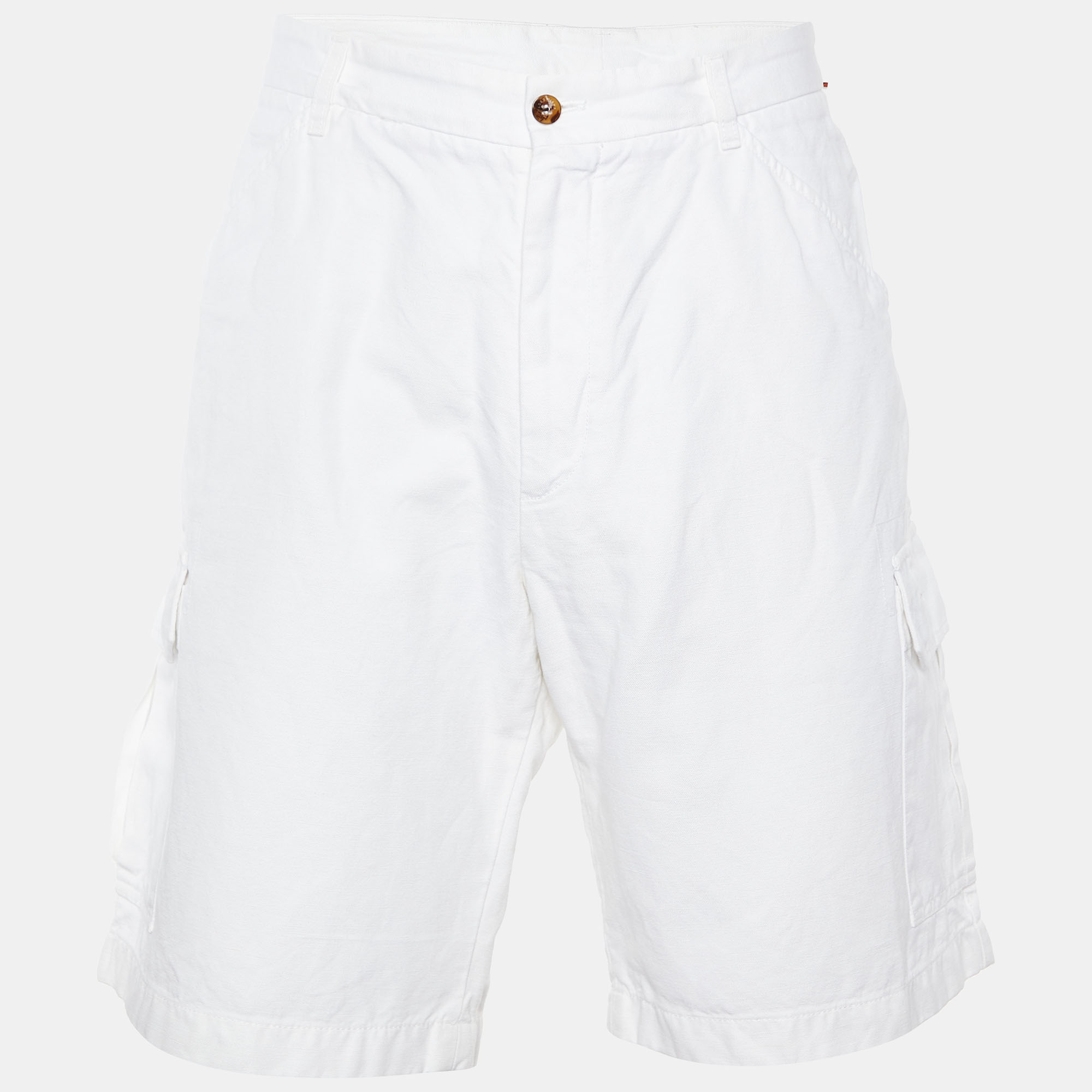 

Loro Piana White Cotton & Line Shorts 3XL