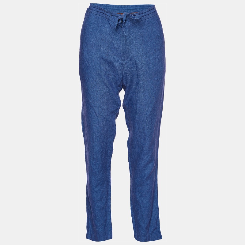

Loro Piana Blue Linen Tapered Trousers S